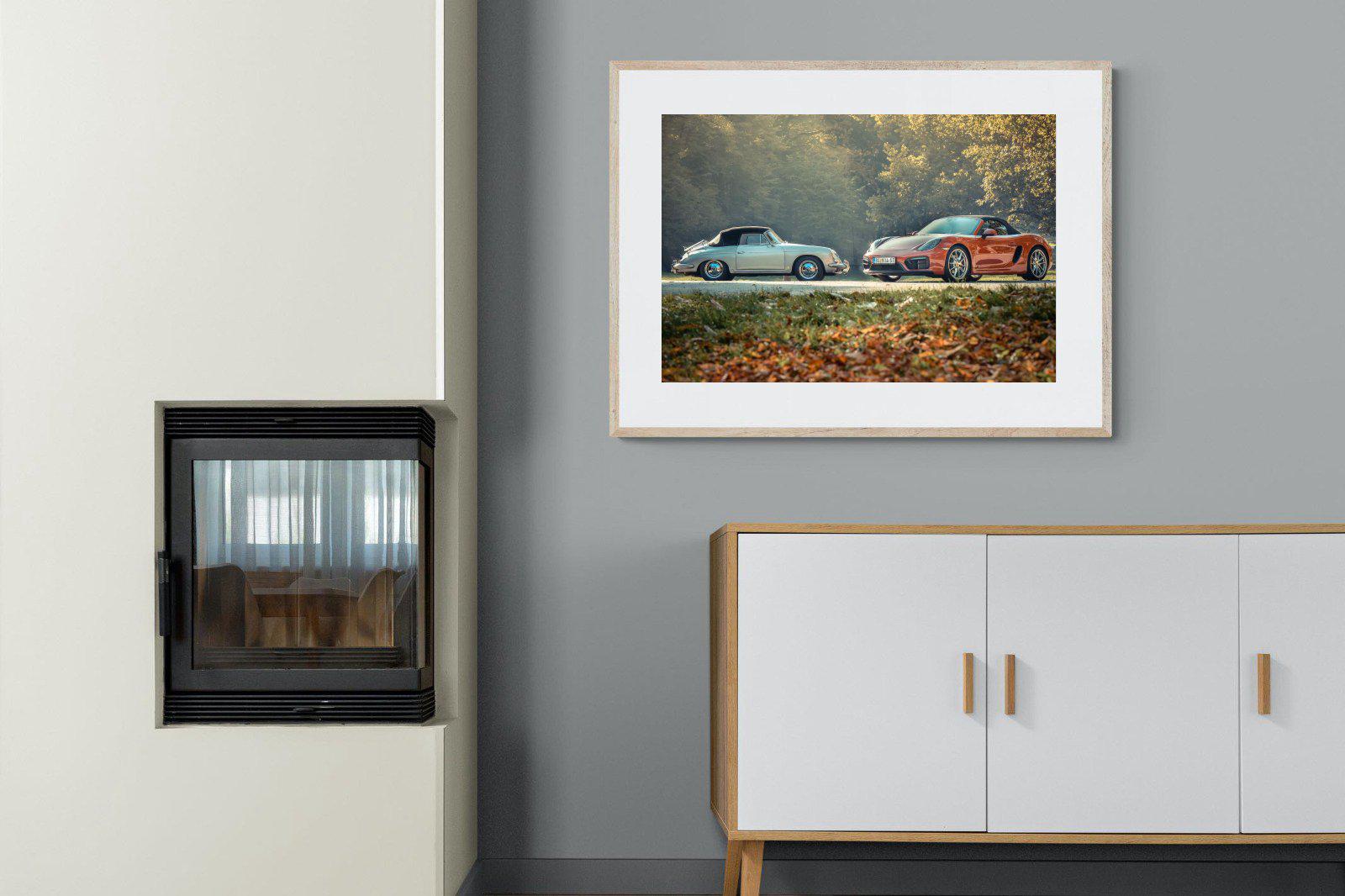 Porsche History-Wall_Art-100 x 75cm-Framed Print-Wood-Pixalot