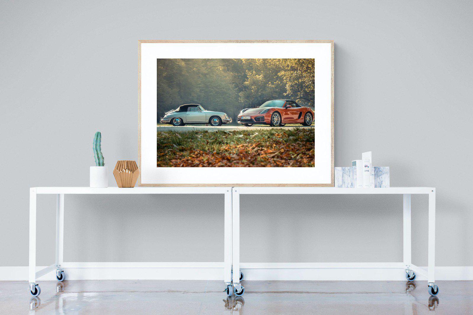 Porsche History-Wall_Art-120 x 90cm-Framed Print-Wood-Pixalot
