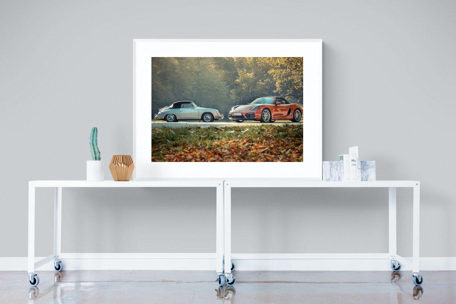 Porsche History-Wall_Art-120 x 90cm-Framed Print-White-Pixalot