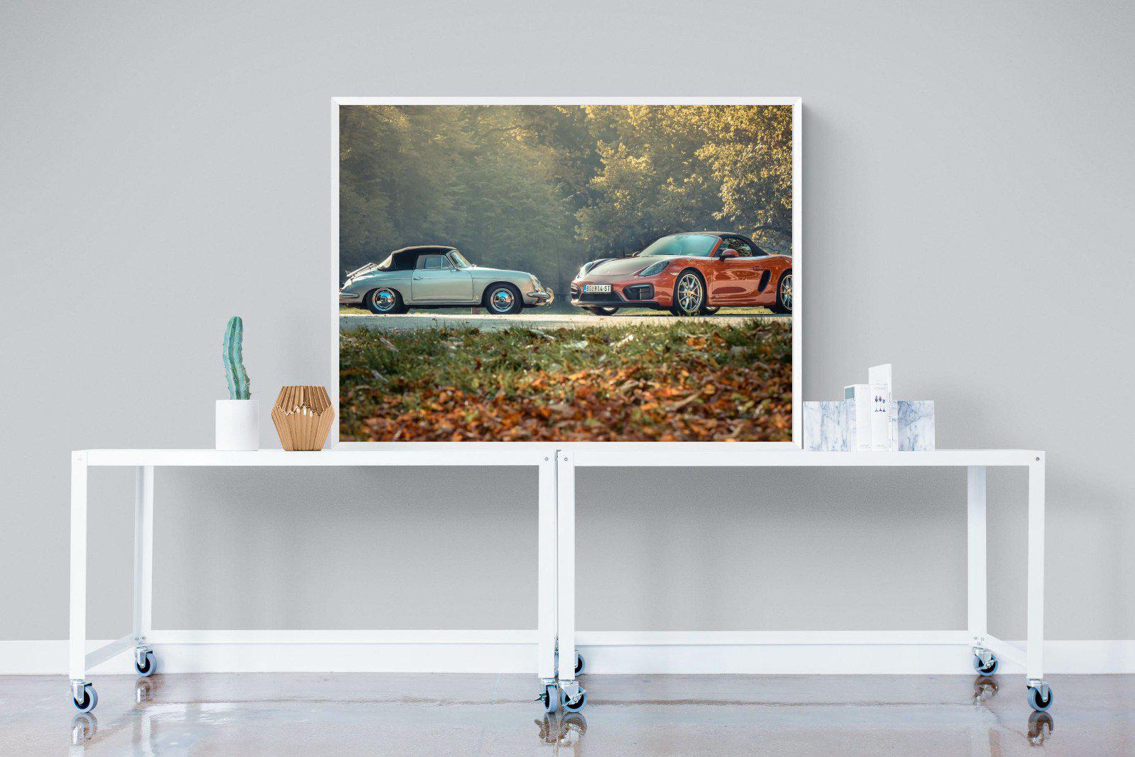 Porsche History-Wall_Art-120 x 90cm-Mounted Canvas-White-Pixalot