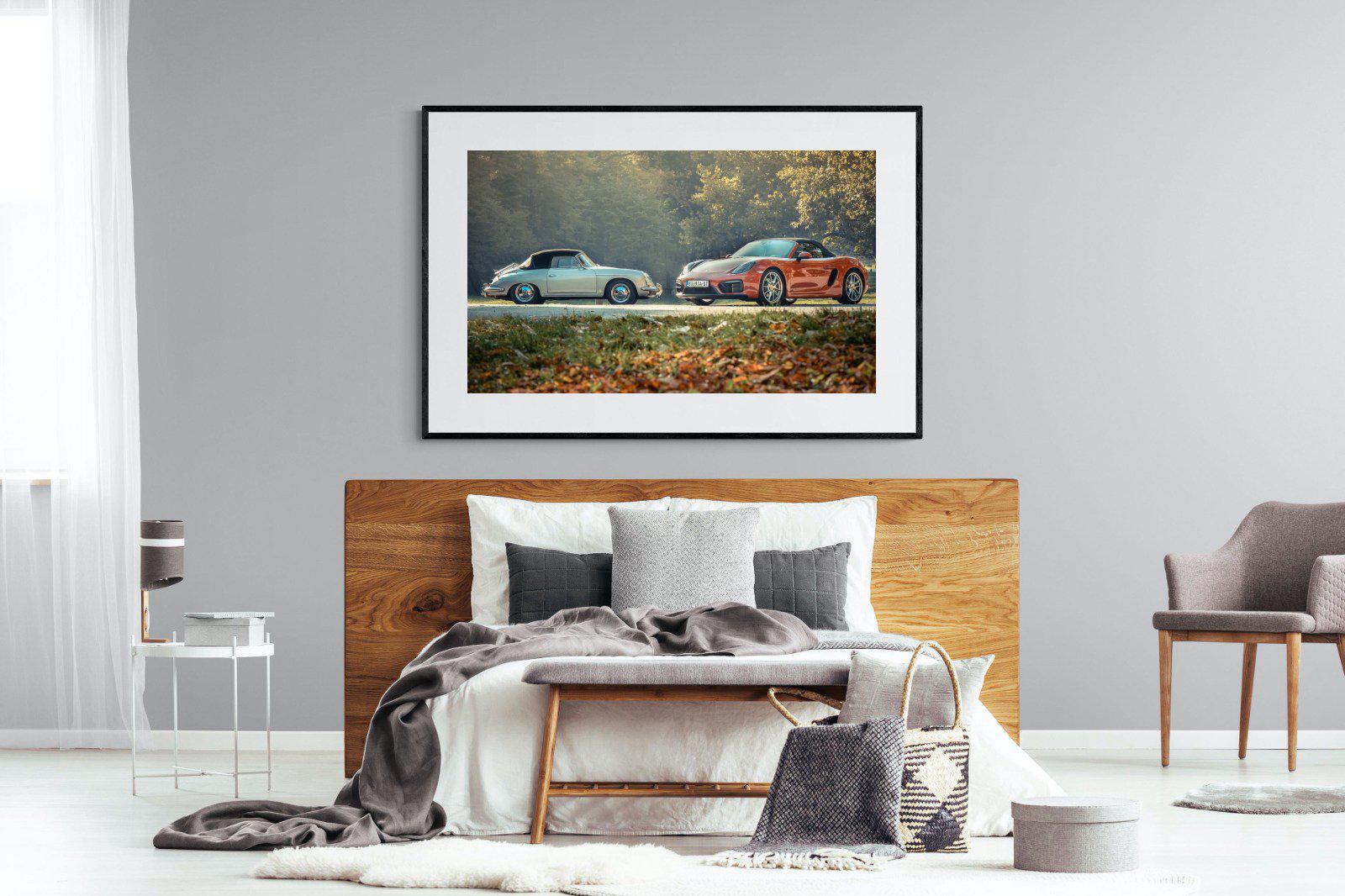 Porsche History-Wall_Art-150 x 100cm-Framed Print-Black-Pixalot