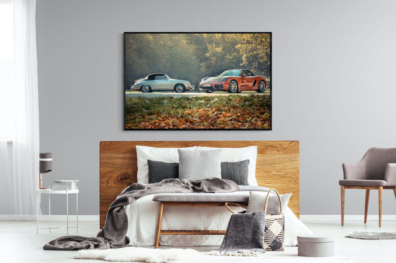 Porsche History-Wall_Art-150 x 100cm-Mounted Canvas-Black-Pixalot