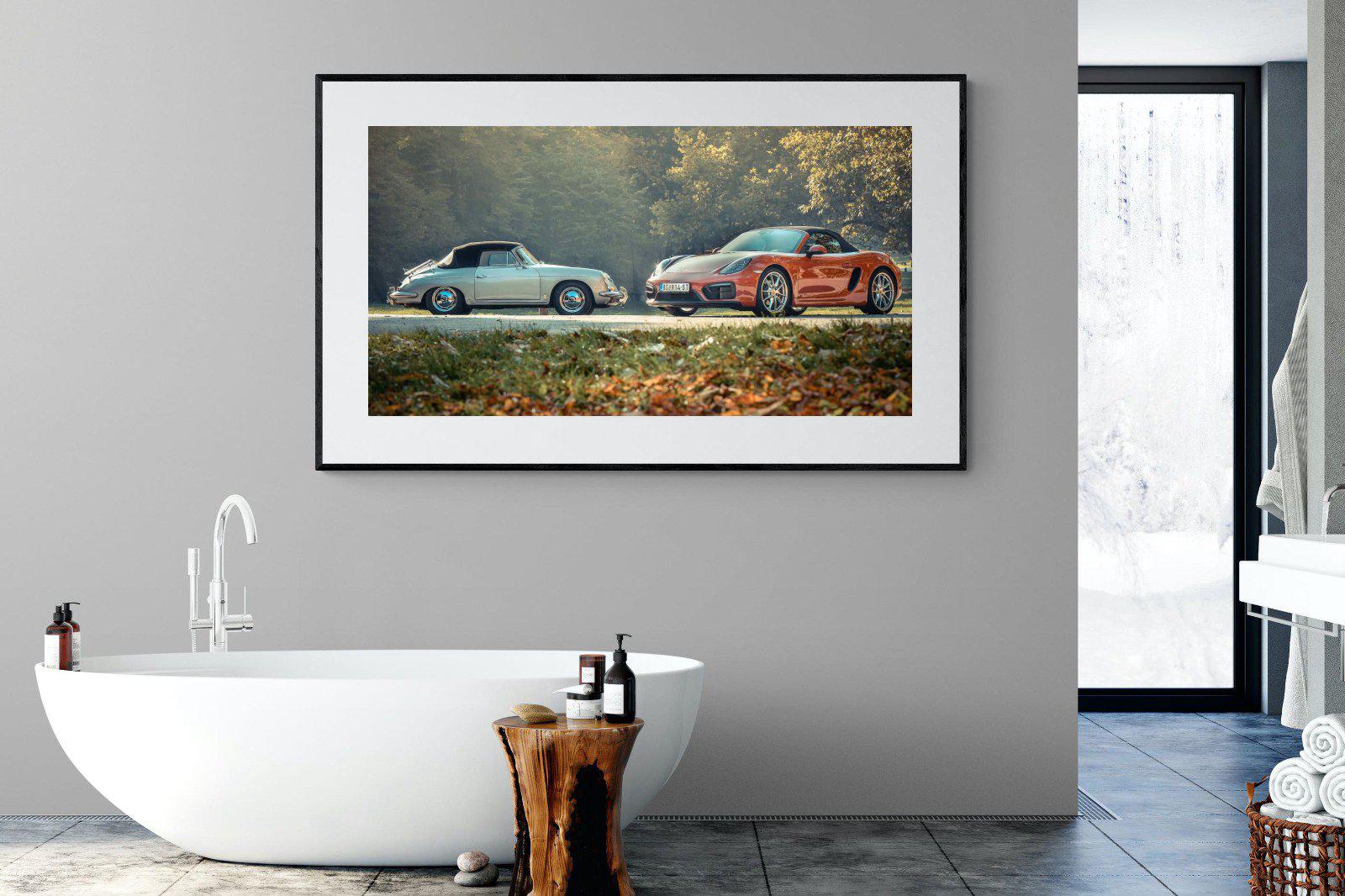 Porsche History-Wall_Art-180 x 110cm-Framed Print-Black-Pixalot