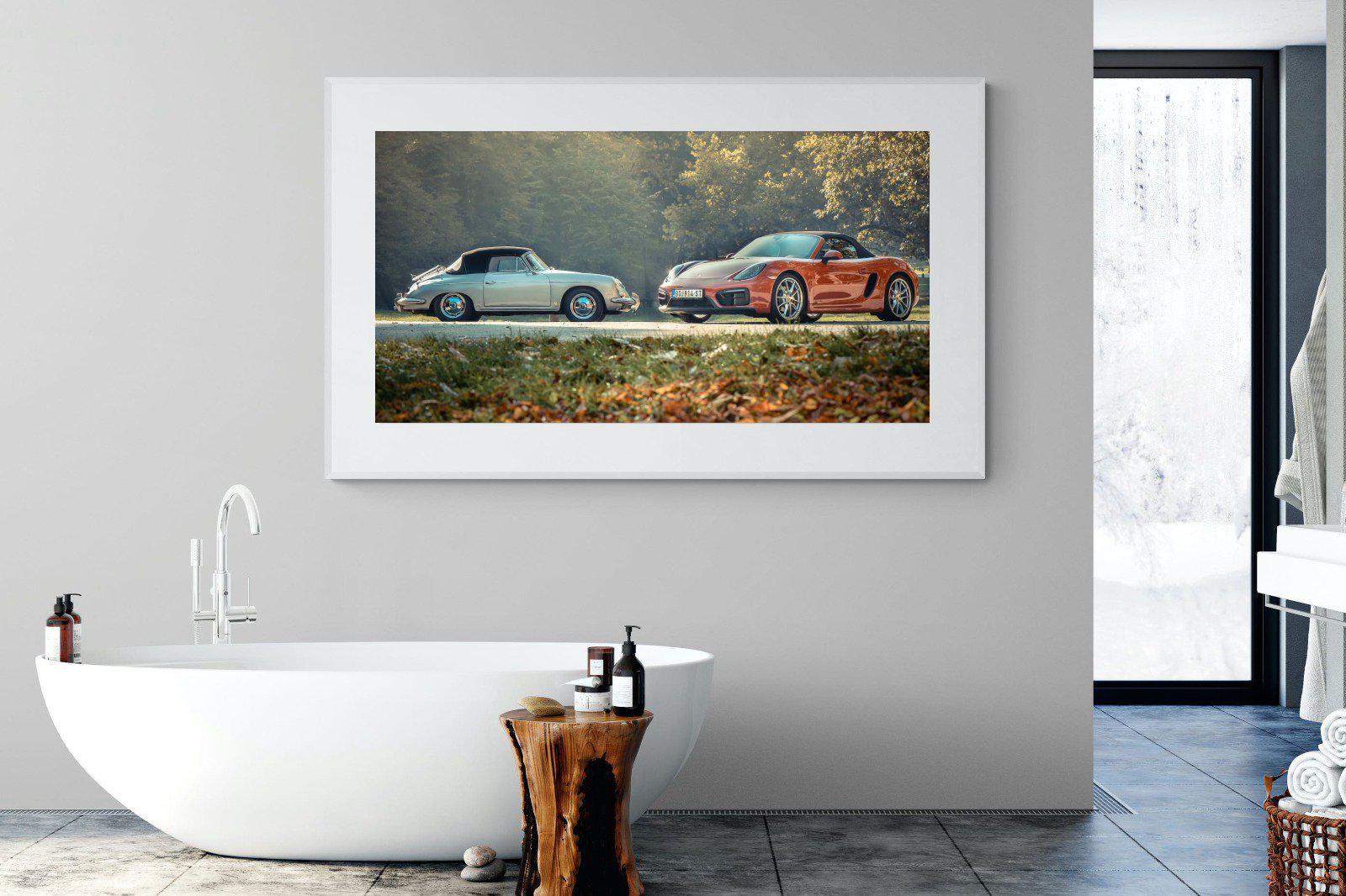 Porsche History-Wall_Art-180 x 110cm-Framed Print-White-Pixalot