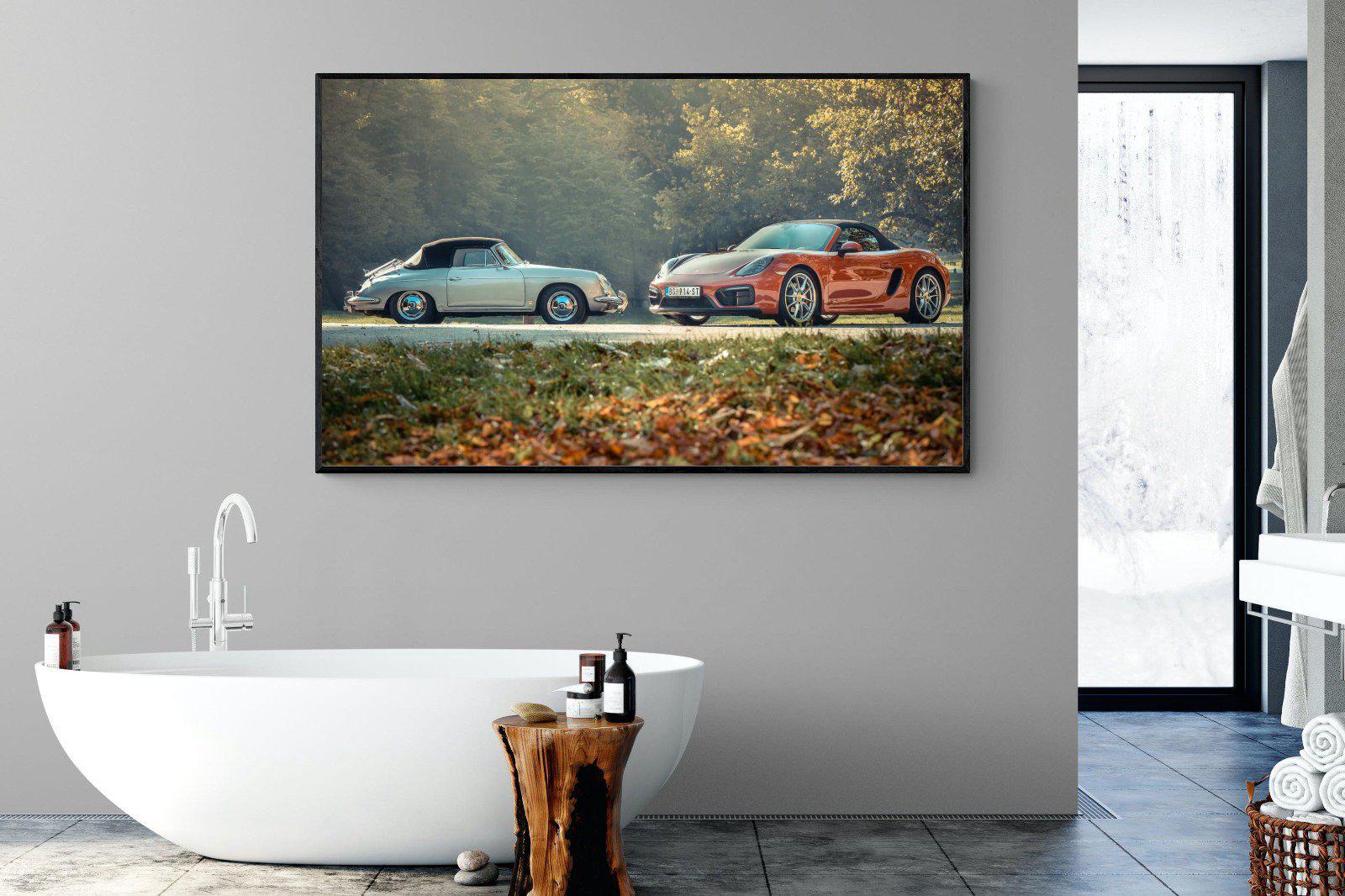 Porsche History-Wall_Art-180 x 110cm-Mounted Canvas-Black-Pixalot