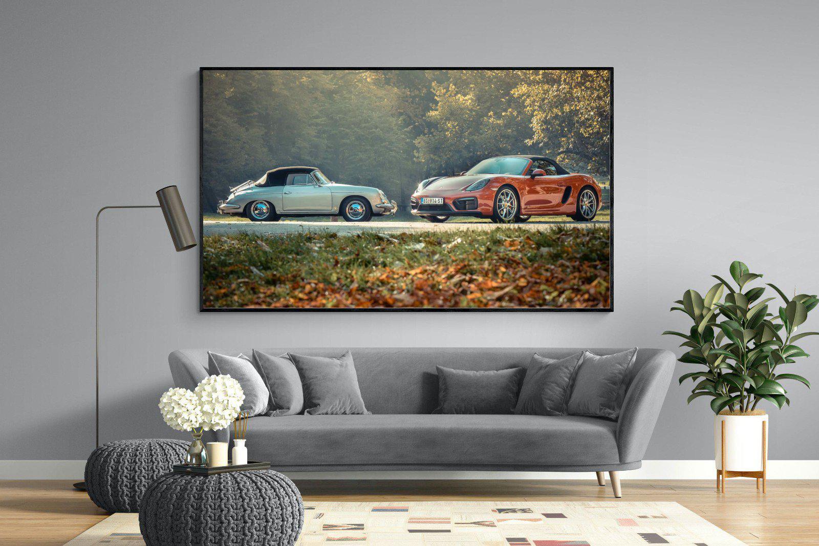 Porsche History-Wall_Art-220 x 130cm-Mounted Canvas-Black-Pixalot