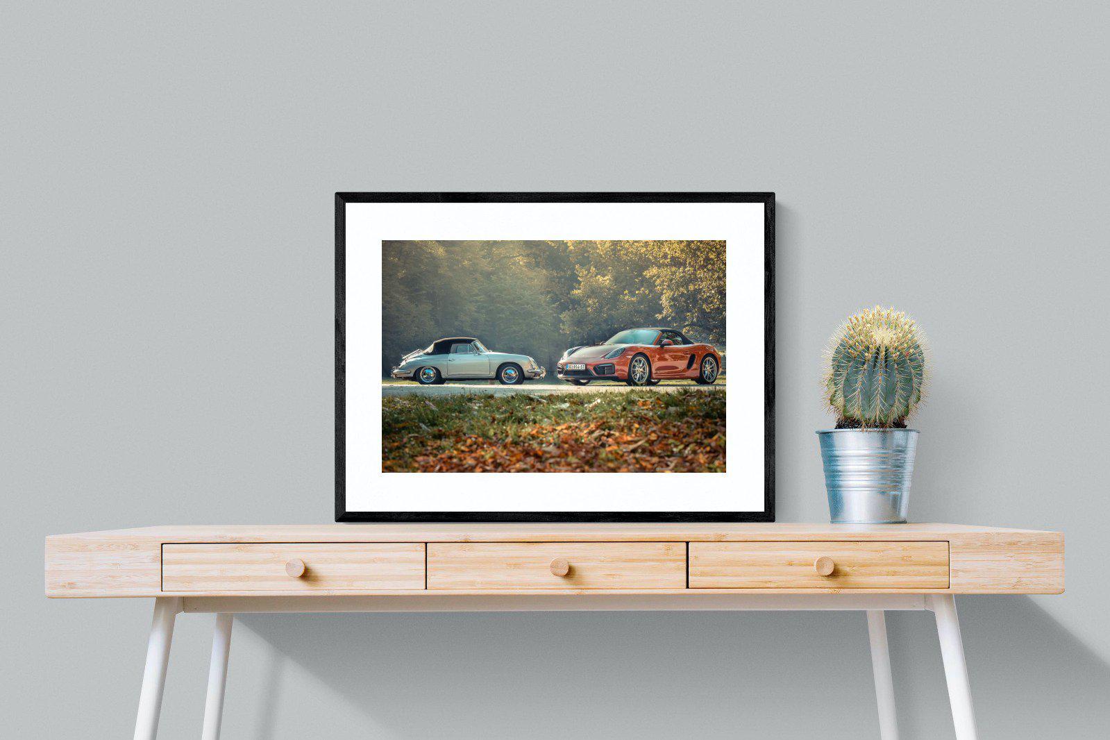 Porsche History-Wall_Art-80 x 60cm-Framed Print-Black-Pixalot