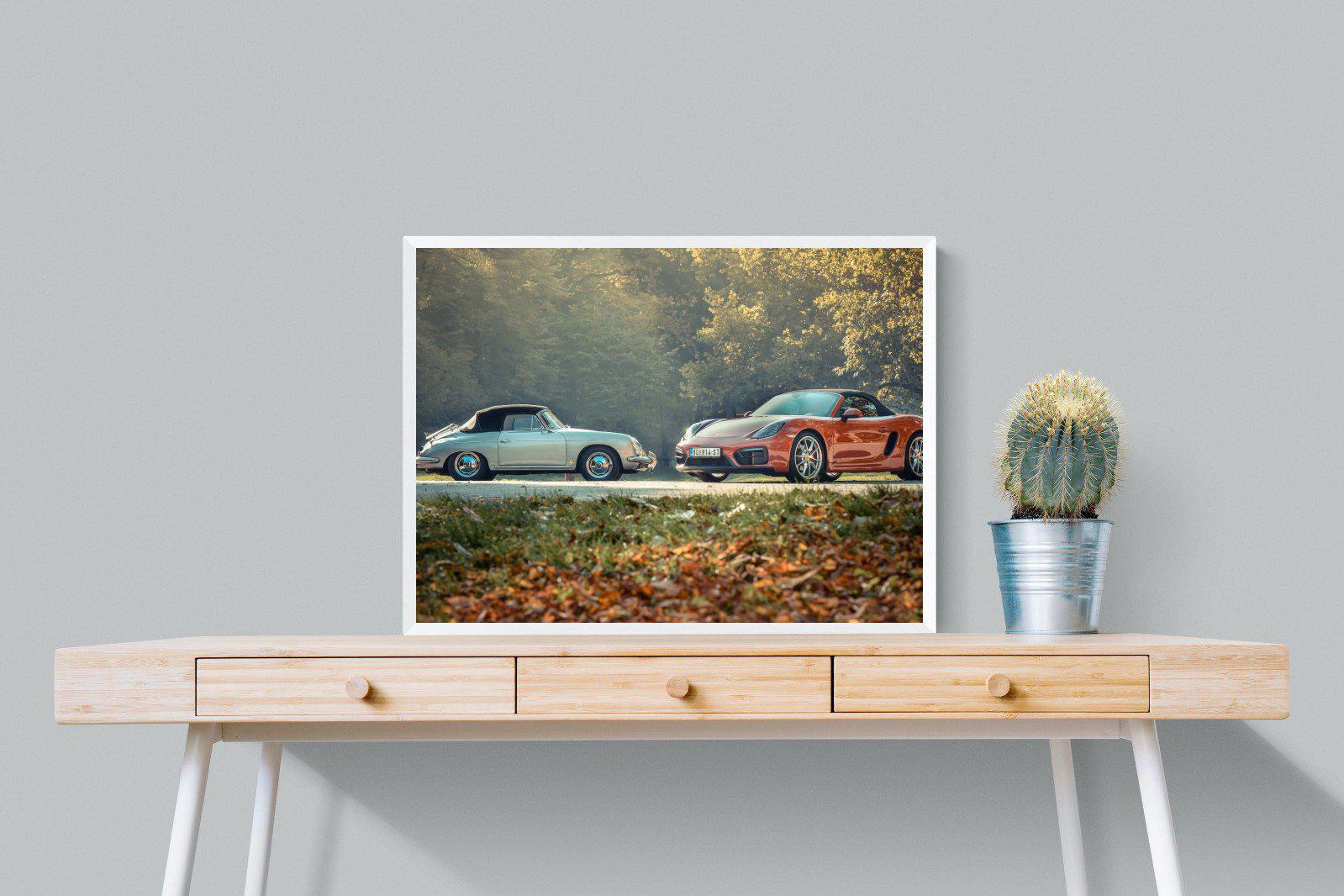 Porsche History-Wall_Art-80 x 60cm-Mounted Canvas-White-Pixalot