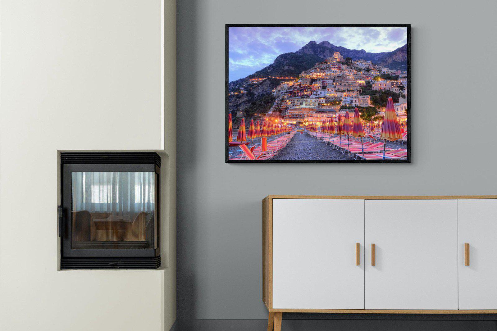 Positano-Wall_Art-100 x 75cm-Mounted Canvas-Black-Pixalot