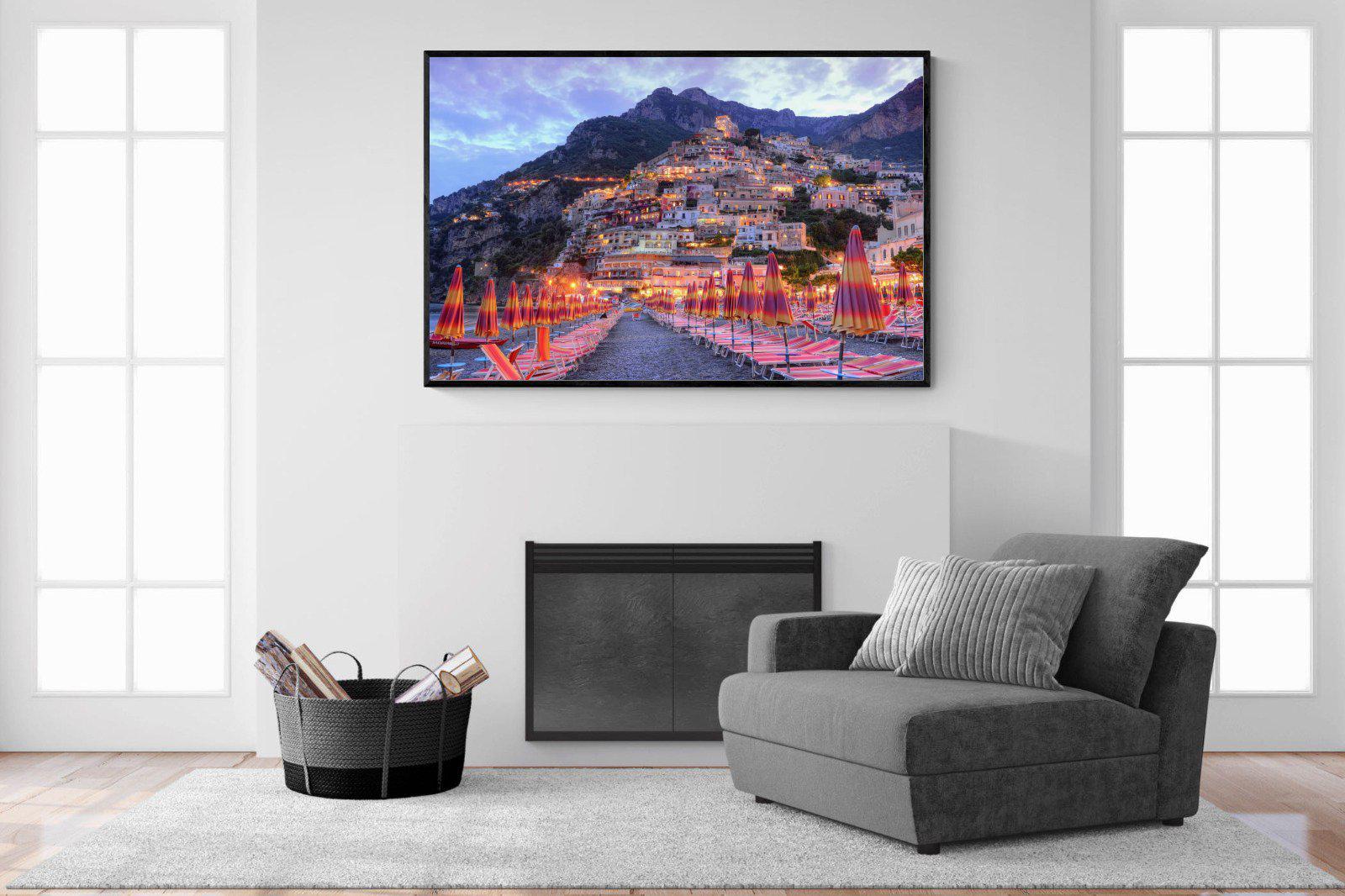 Positano-Wall_Art-150 x 100cm-Mounted Canvas-Black-Pixalot