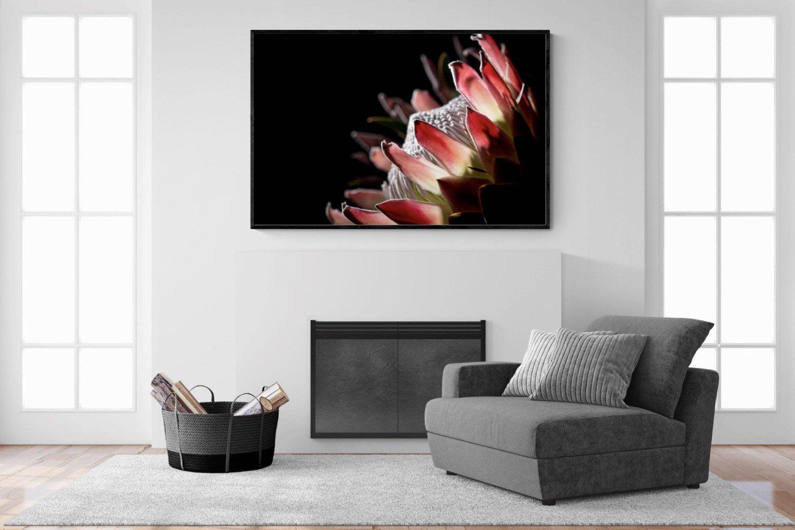 Protea-Wall_Art-150 x 100cm-Mounted Canvas-Black-Pixalot