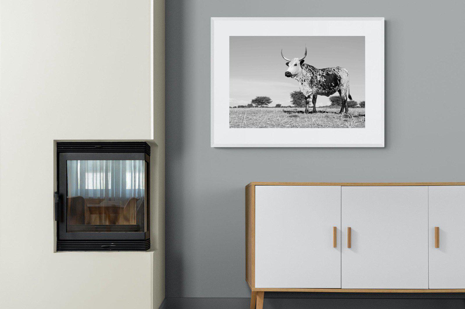 Proud Nguni-Wall_Art-100 x 75cm-Framed Print-White-Pixalot