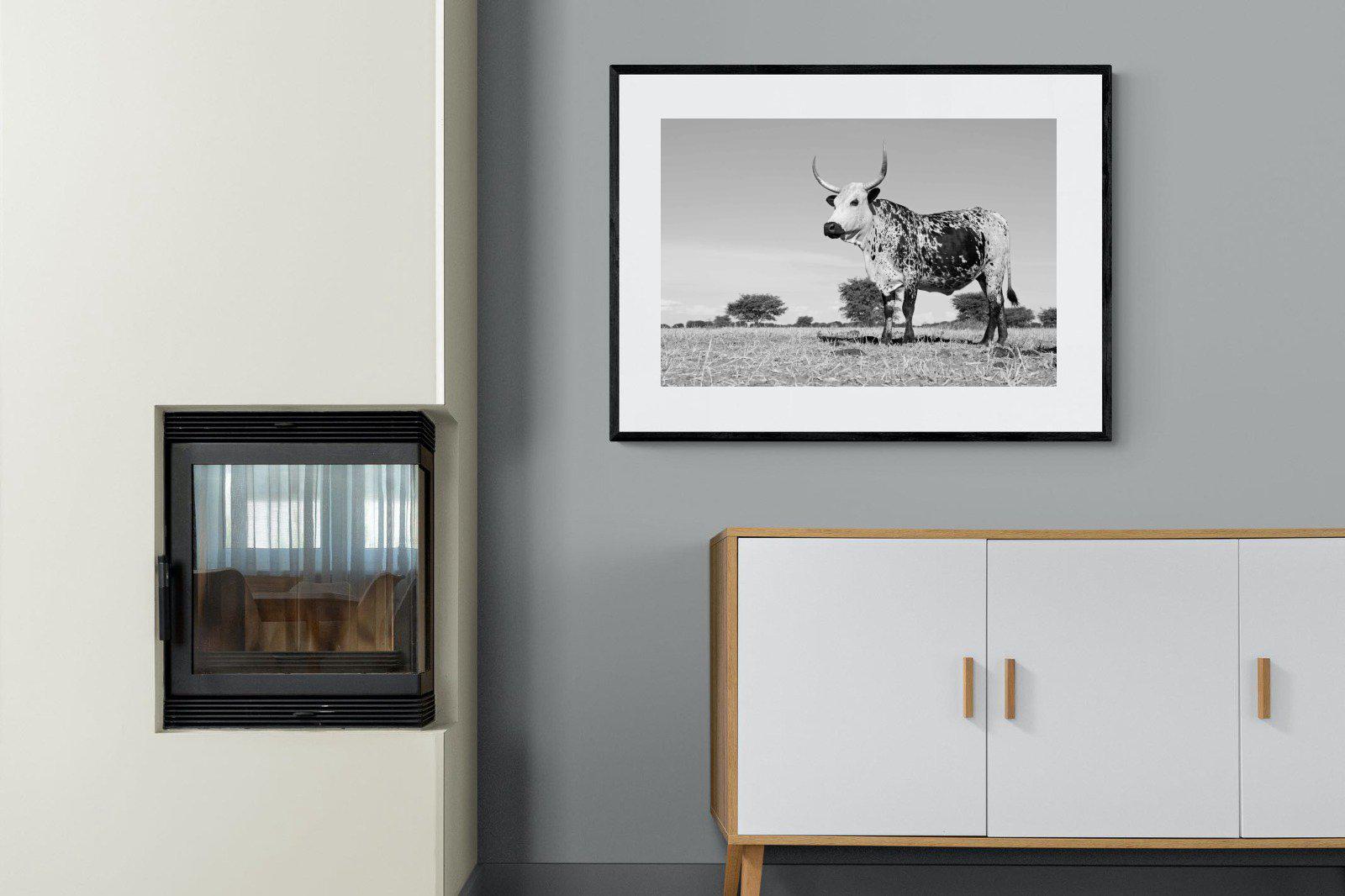 Proud Nguni-Wall_Art-100 x 75cm-Framed Print-Black-Pixalot