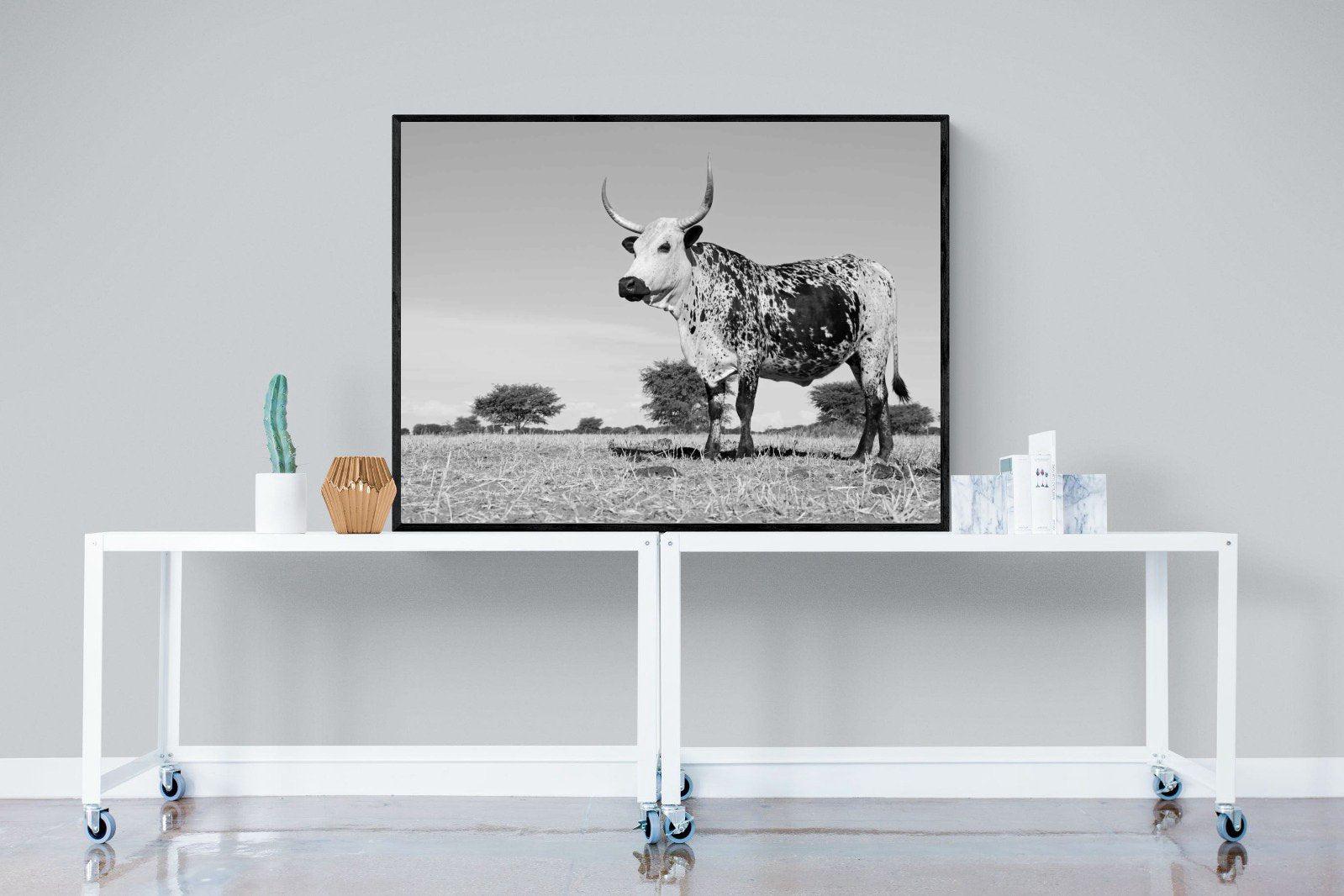 Proud Nguni-Wall_Art-120 x 90cm-Mounted Canvas-Black-Pixalot