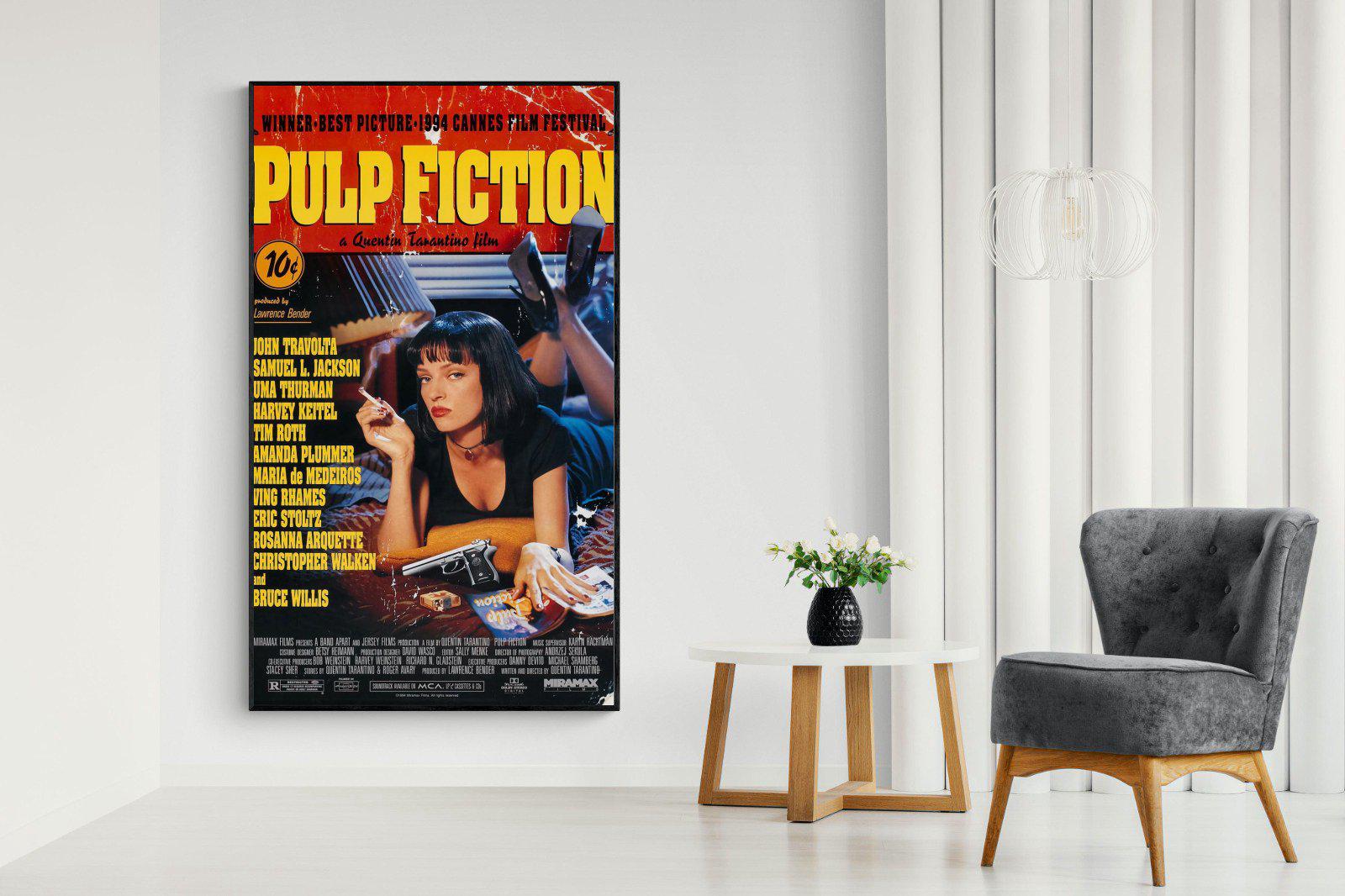Pulp Fiction-Wall_Art-130 x 220cm-Mounted Canvas-Black-Pixalot