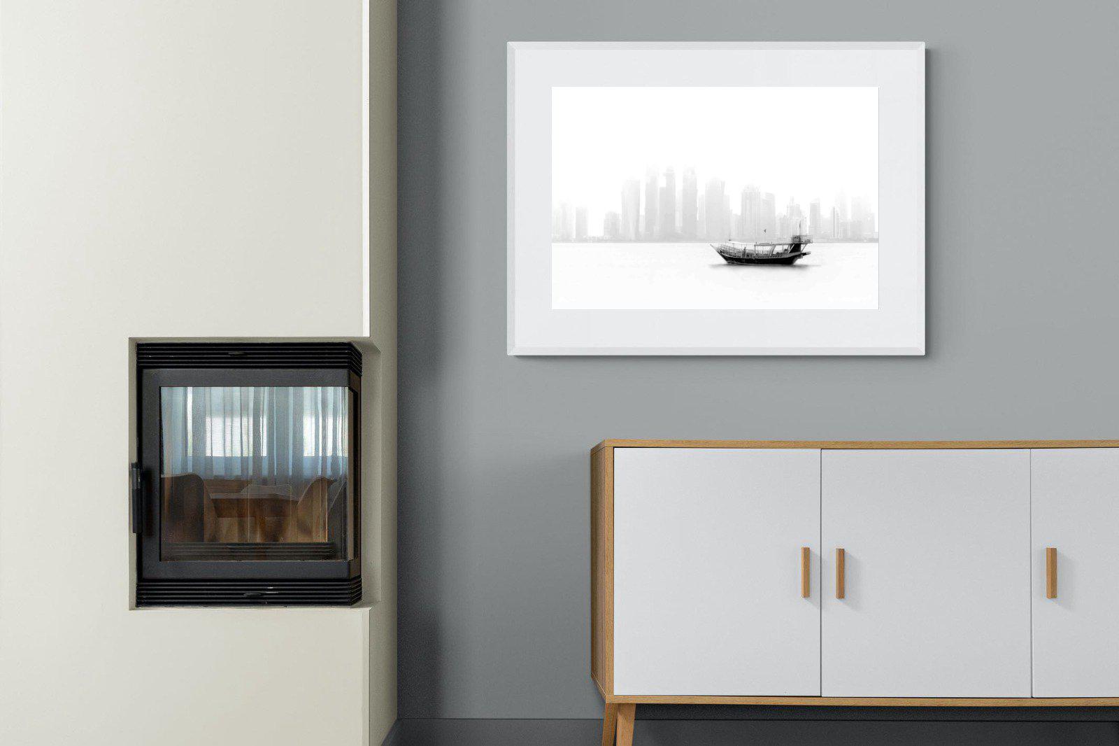 Qatar Junk-Wall_Art-100 x 75cm-Framed Print-White-Pixalot