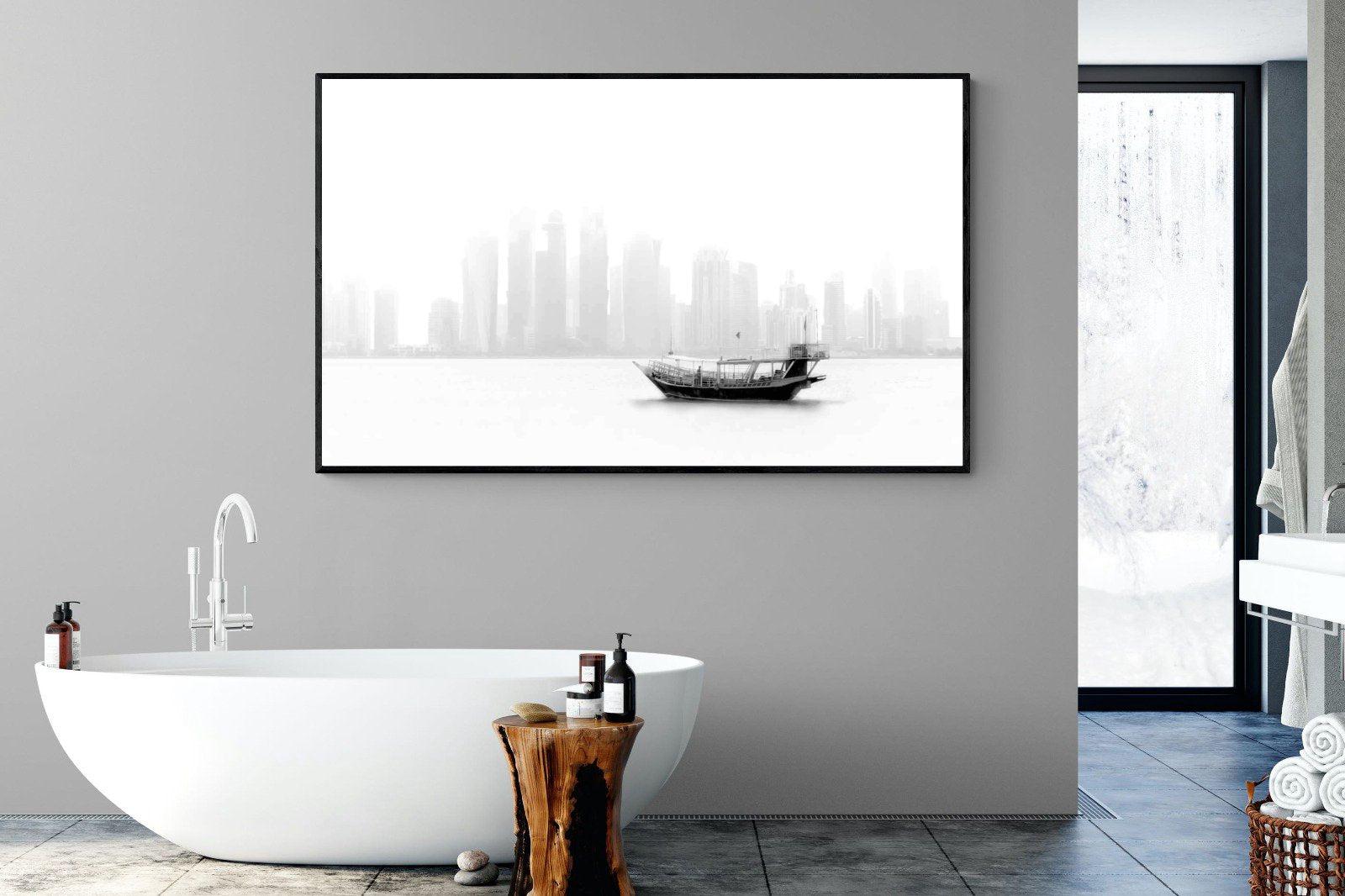 Qatar Junk-Wall_Art-180 x 110cm-Mounted Canvas-Black-Pixalot