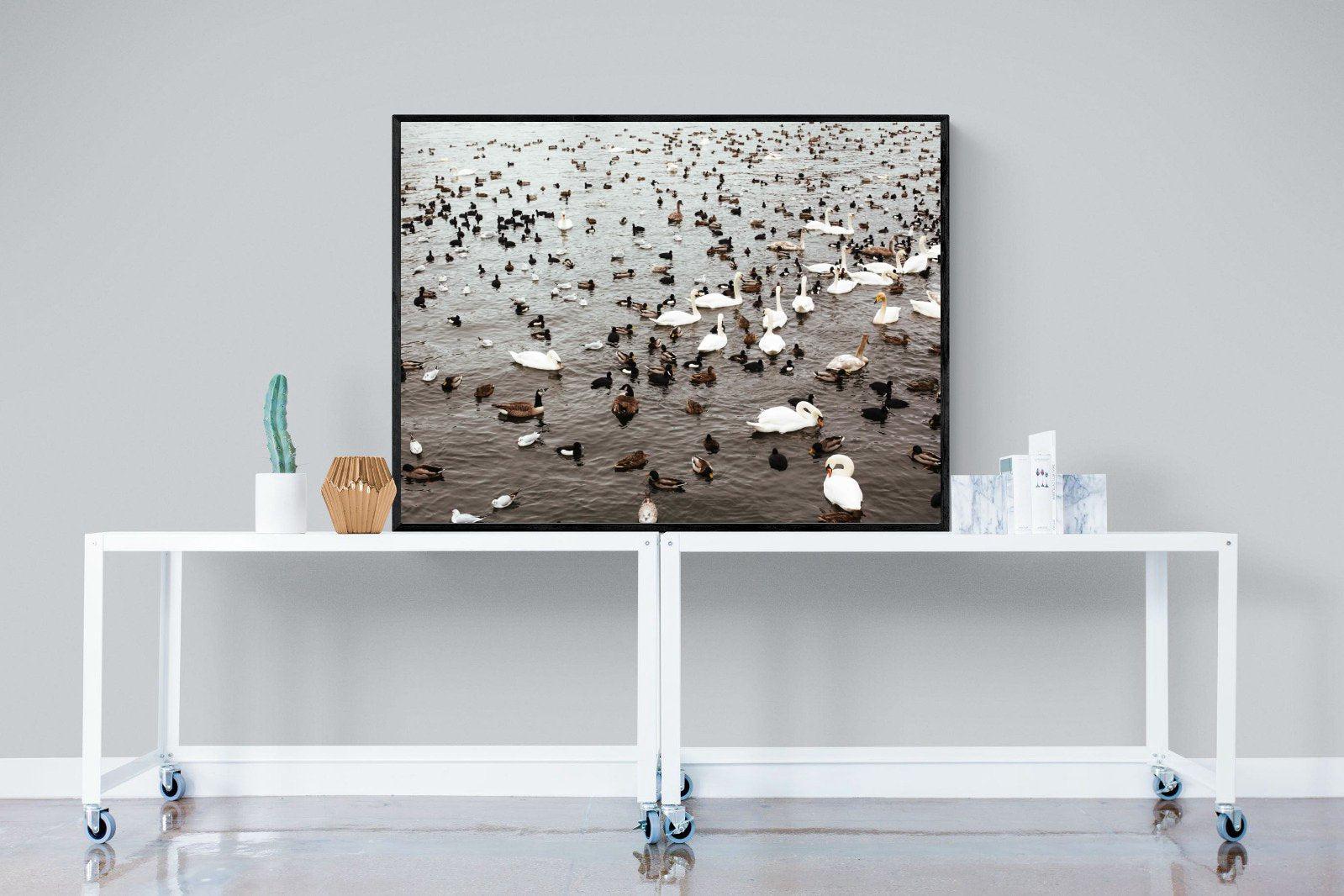 Quack-Wall_Art-120 x 90cm-Mounted Canvas-Black-Pixalot
