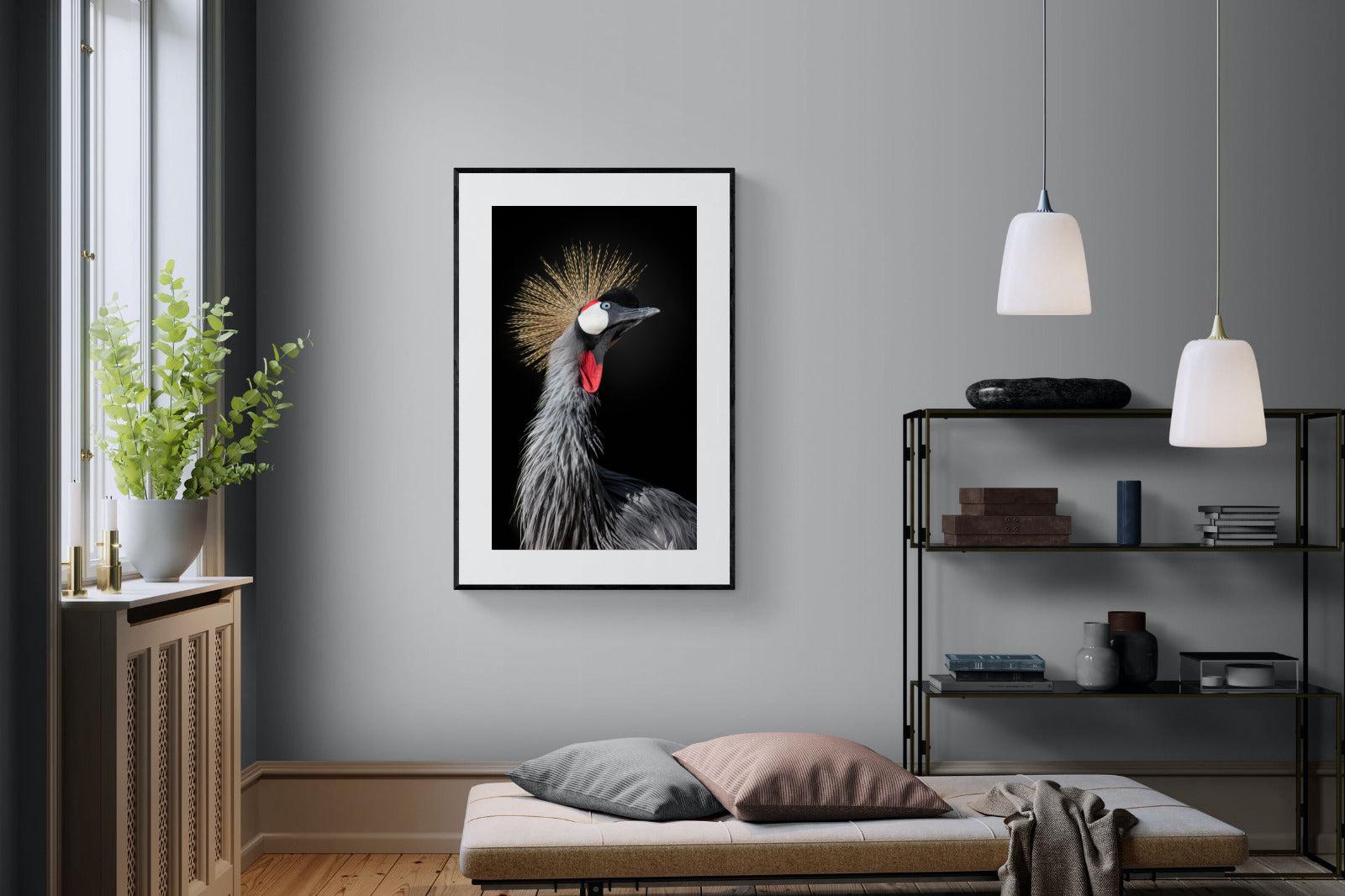 Queen Crane-Wall_Art-100 x 150cm-Framed Print-Black-Pixalot