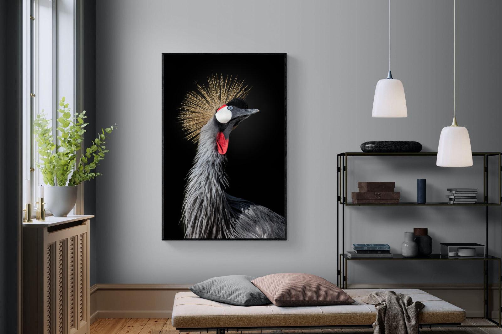 Queen Crane-Wall_Art-120 x 180cm-Mounted Canvas-Black-Pixalot
