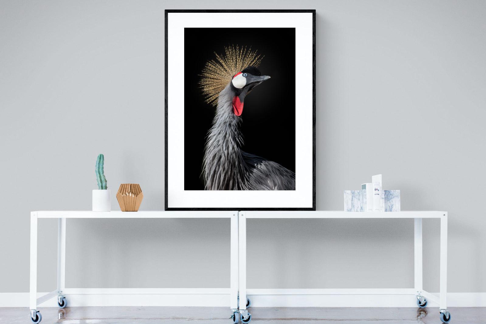 Queen Crane-Wall_Art-90 x 120cm-Framed Print-Black-Pixalot