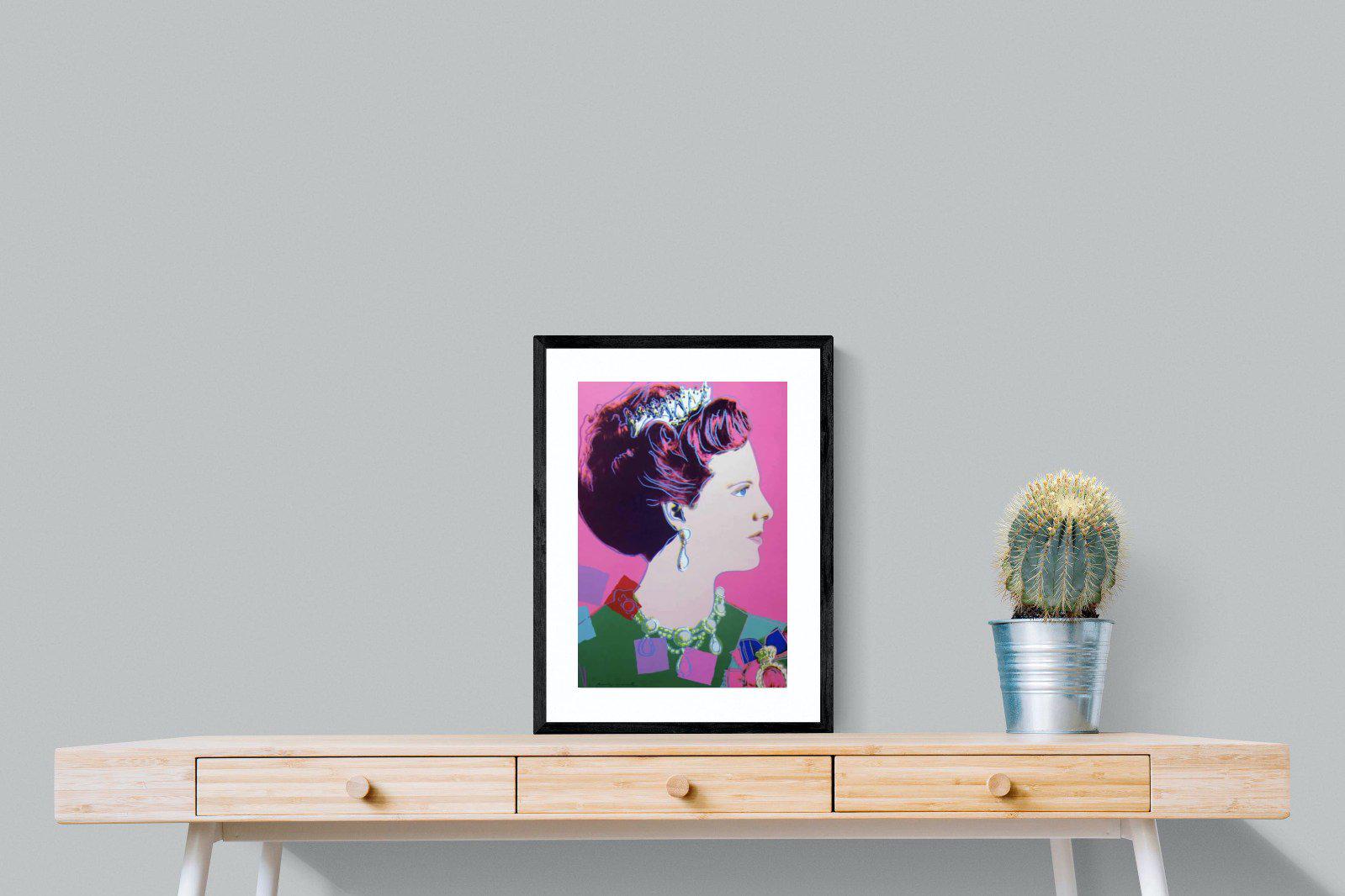 Queen Margrethe II-Wall_Art-45 x 60cm-Framed Print-Black-Pixalot