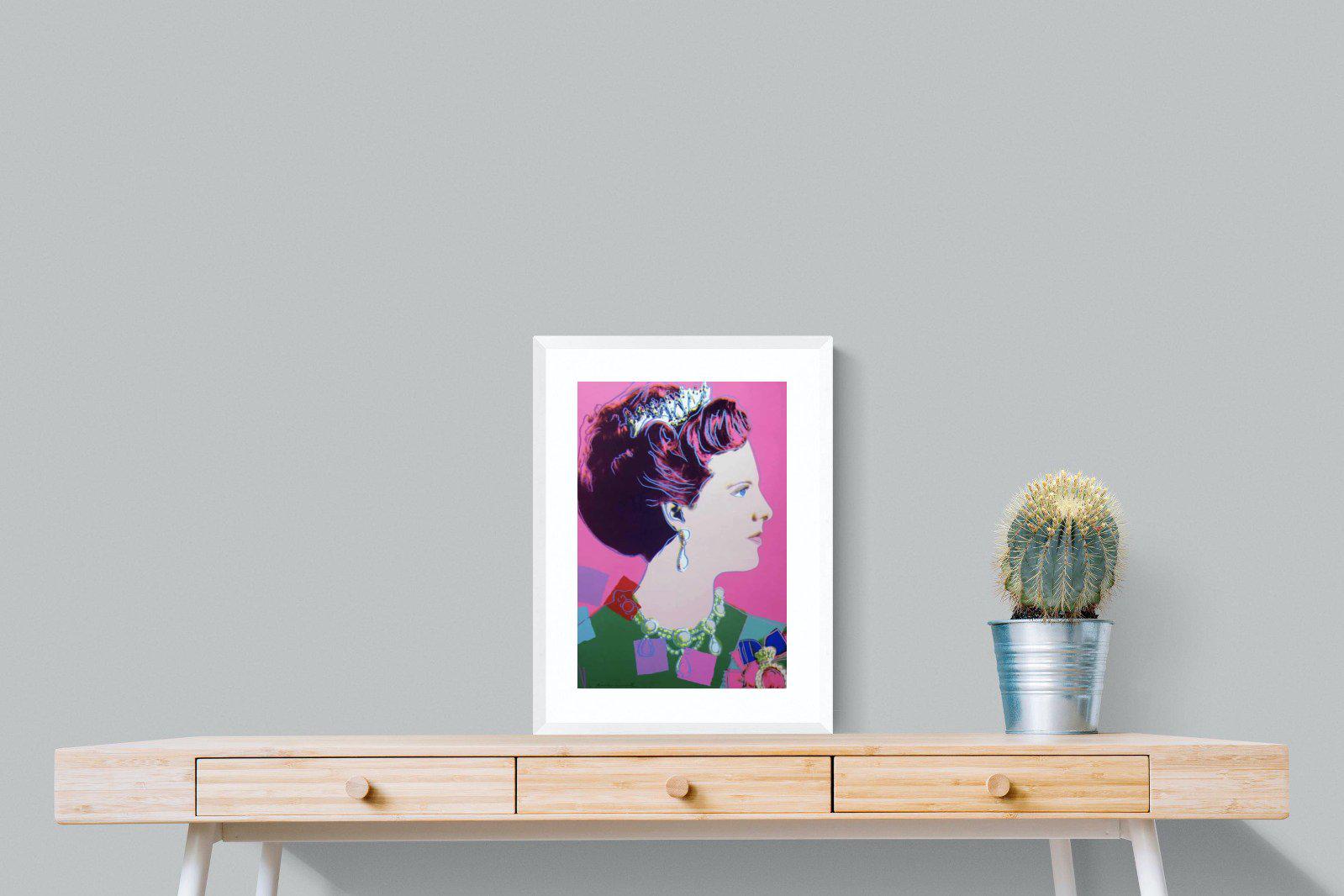 Queen Margrethe II-Wall_Art-45 x 60cm-Framed Print-White-Pixalot