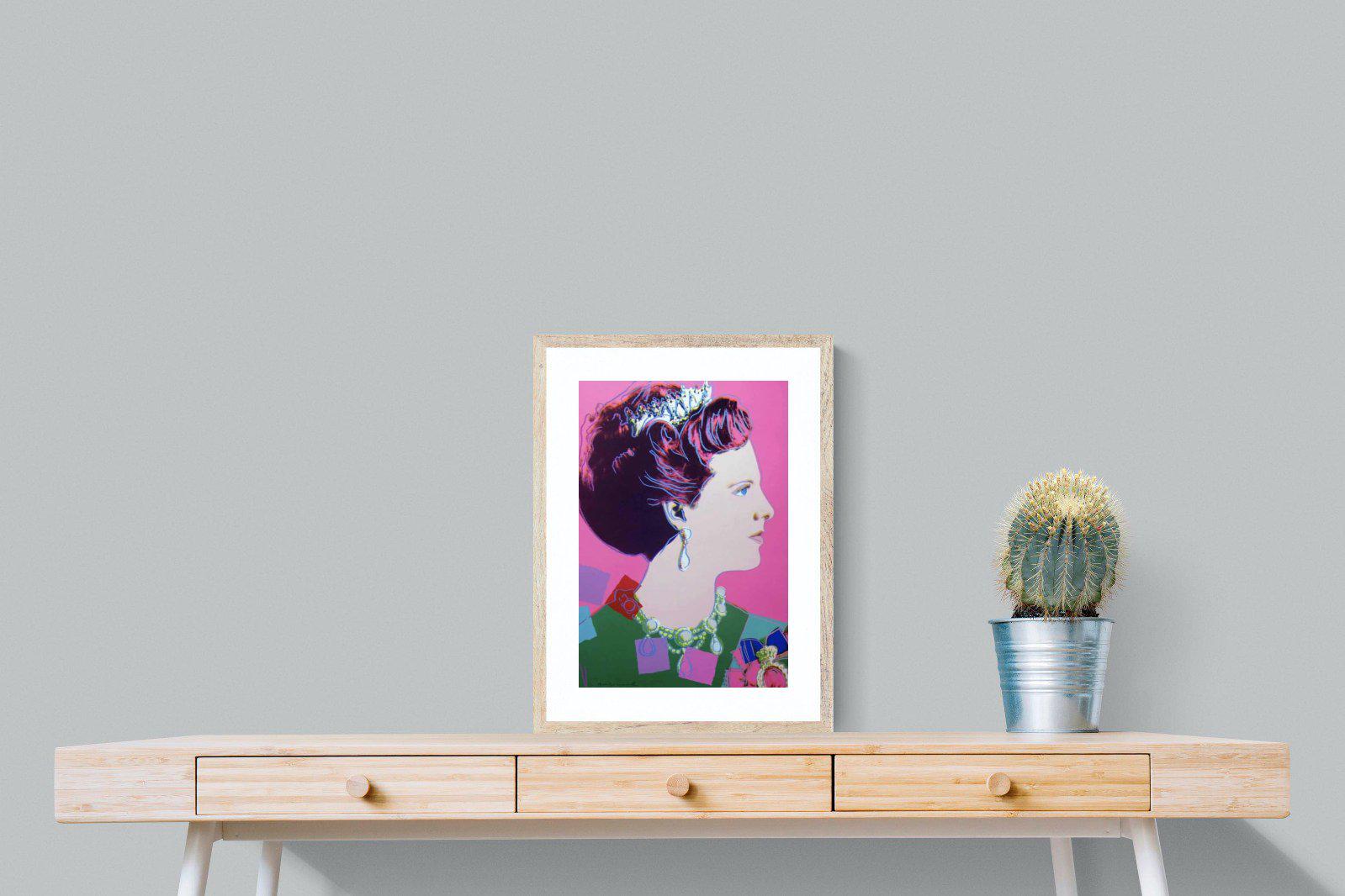 Queen Margrethe II-Wall_Art-45 x 60cm-Framed Print-Wood-Pixalot