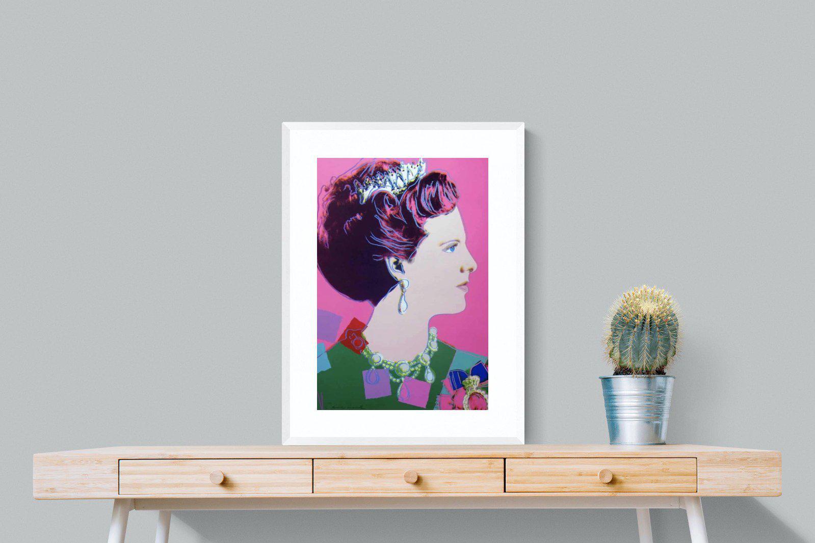 Queen Margrethe II-Wall_Art-60 x 80cm-Framed Print-White-Pixalot