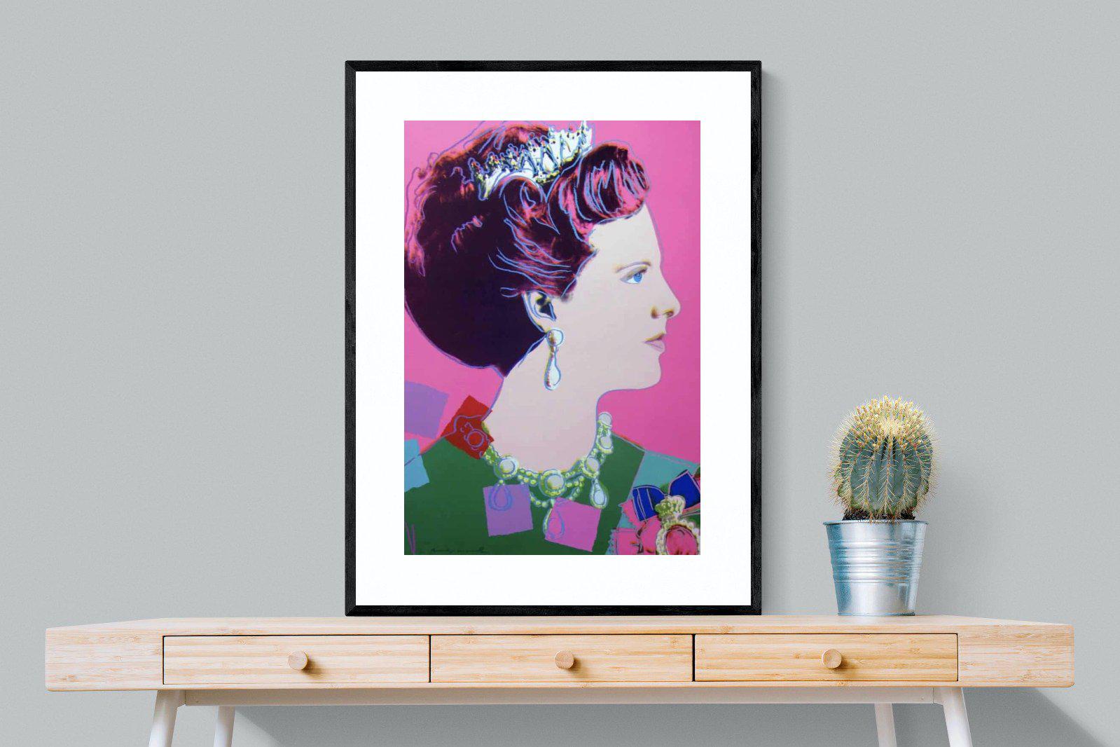 Queen Margrethe II-Wall_Art-75 x 100cm-Framed Print-Black-Pixalot