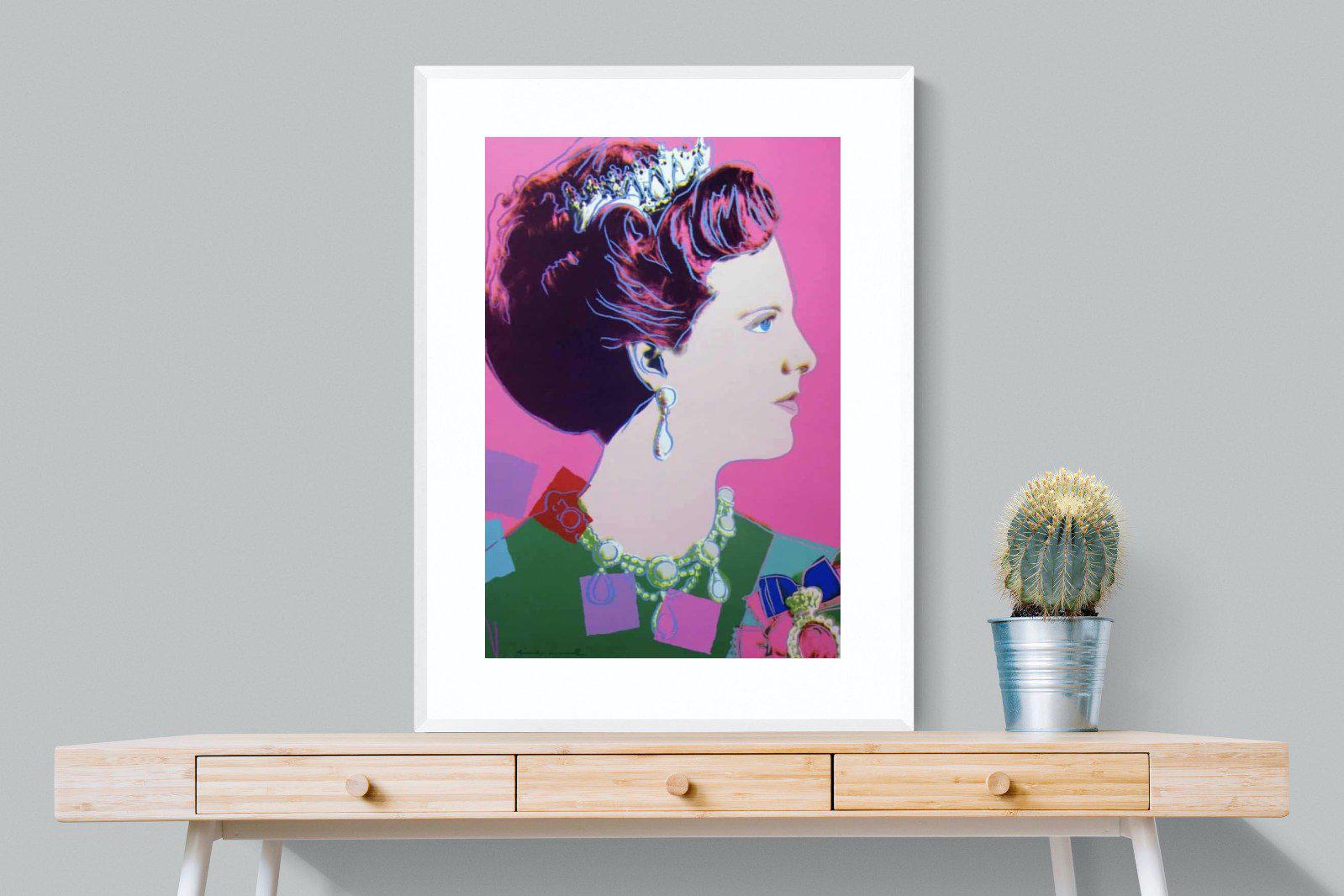 Queen Margrethe II-Wall_Art-75 x 100cm-Framed Print-White-Pixalot
