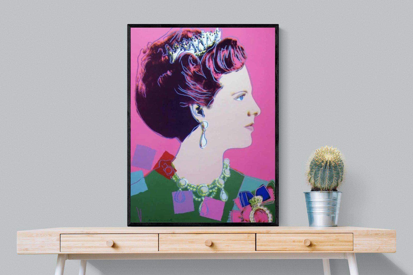 Queen Margrethe II-Wall_Art-75 x 100cm-Mounted Canvas-Black-Pixalot