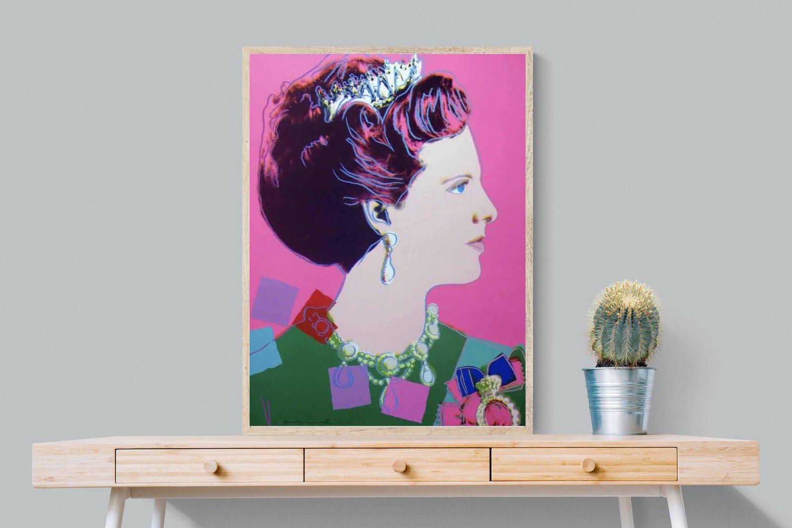 Queen Margrethe II-Wall_Art-75 x 100cm-Mounted Canvas-Wood-Pixalot