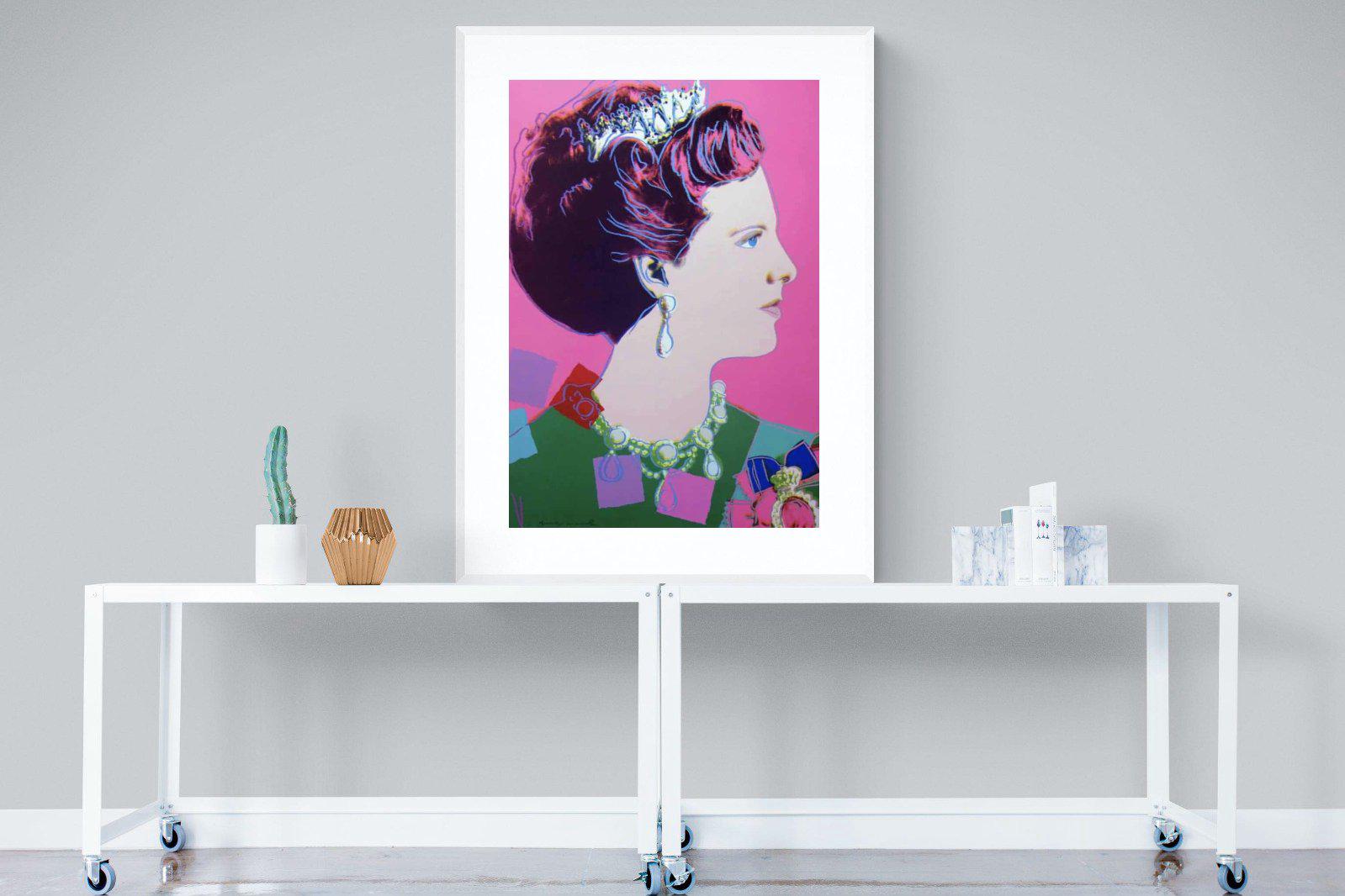 Queen Margrethe II-Wall_Art-90 x 120cm-Framed Print-White-Pixalot