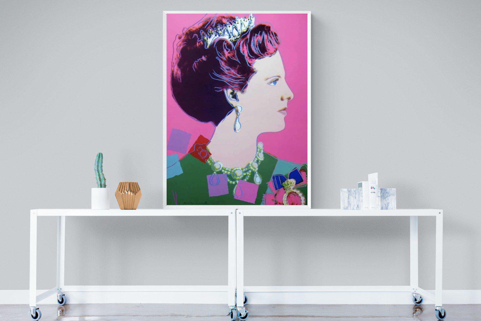 Queen Margrethe II-Wall_Art-90 x 120cm-Mounted Canvas-White-Pixalot