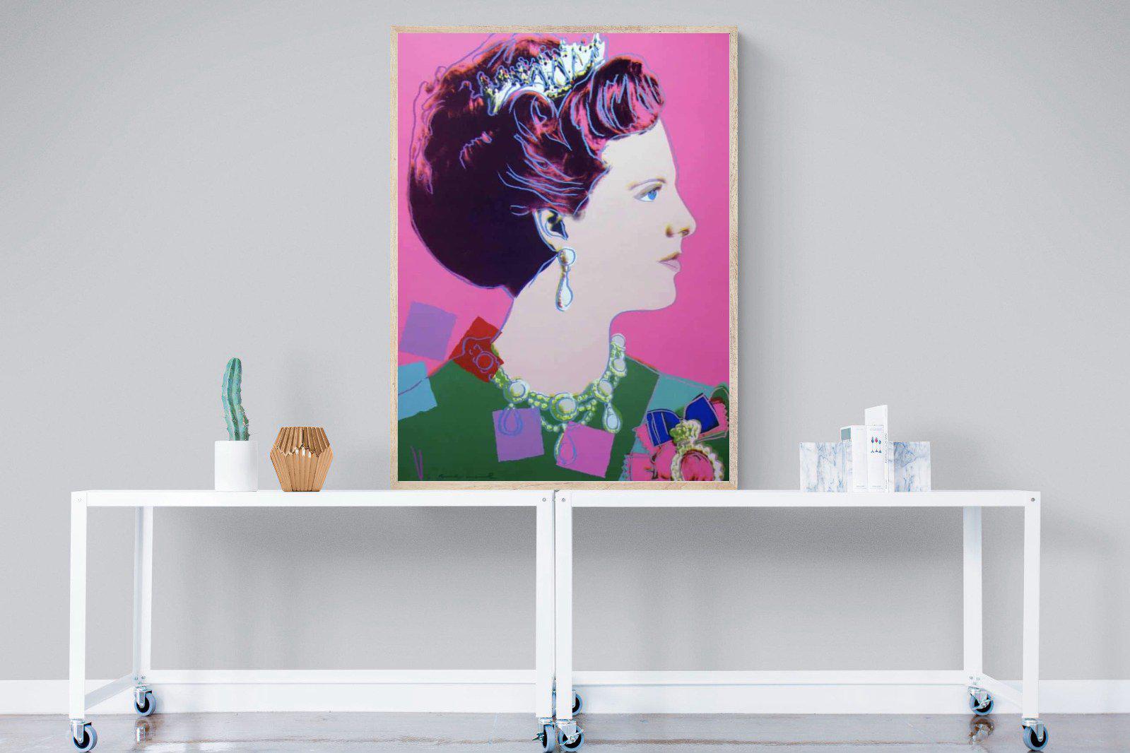 Queen Margrethe II-Wall_Art-90 x 120cm-Mounted Canvas-Wood-Pixalot