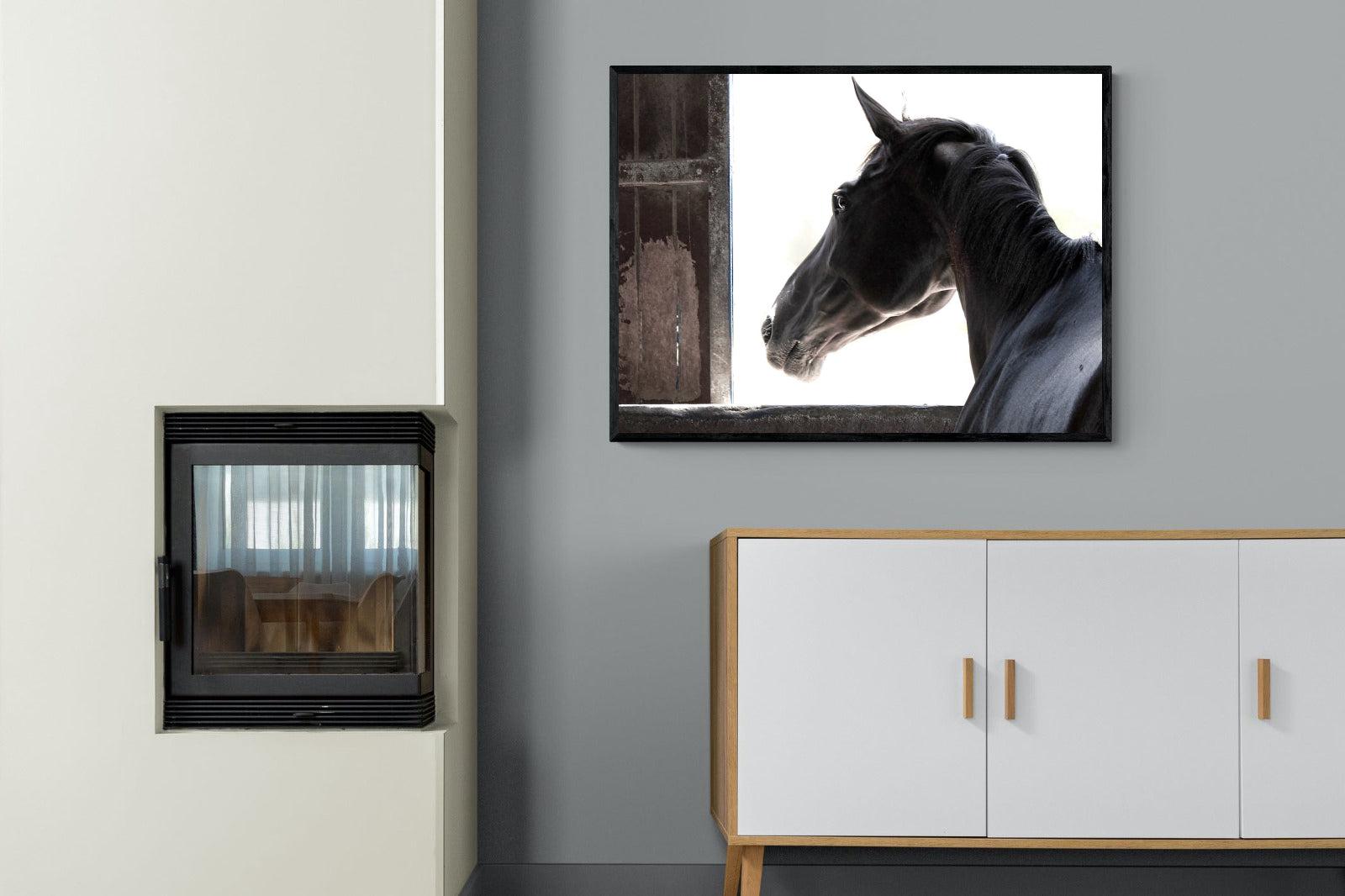 Racehorse-Wall_Art-100 x 75cm-Mounted Canvas-Black-Pixalot
