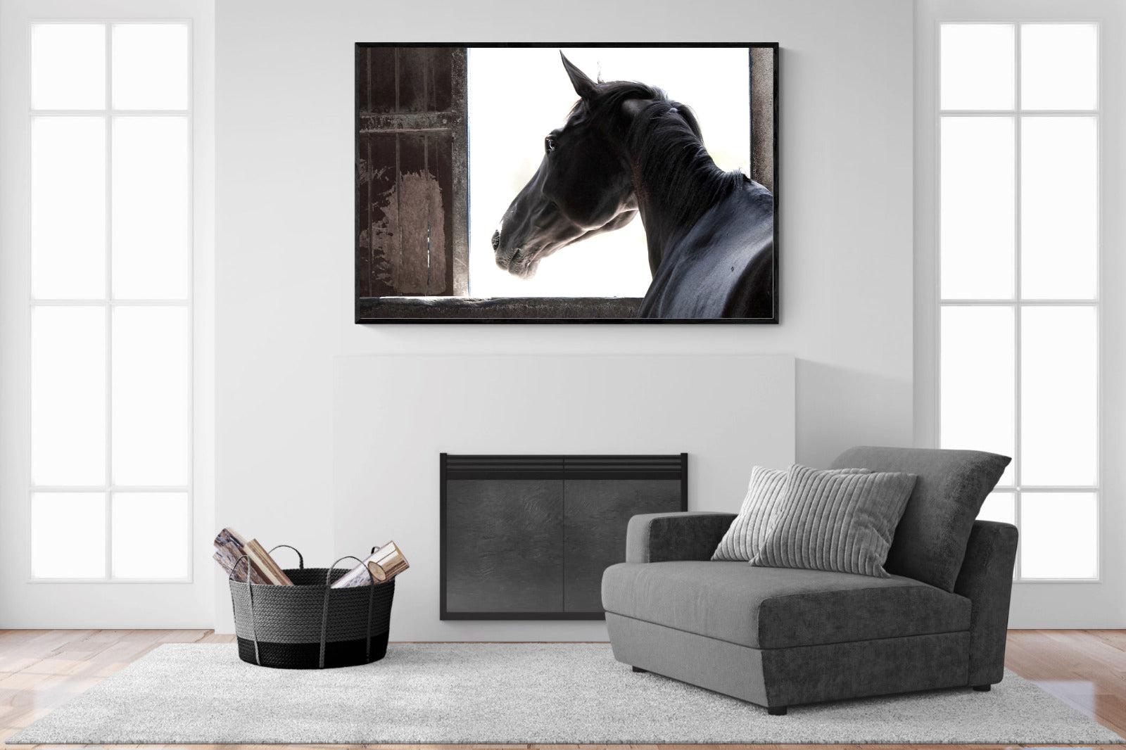 Racehorse-Wall_Art-150 x 100cm-Mounted Canvas-Black-Pixalot