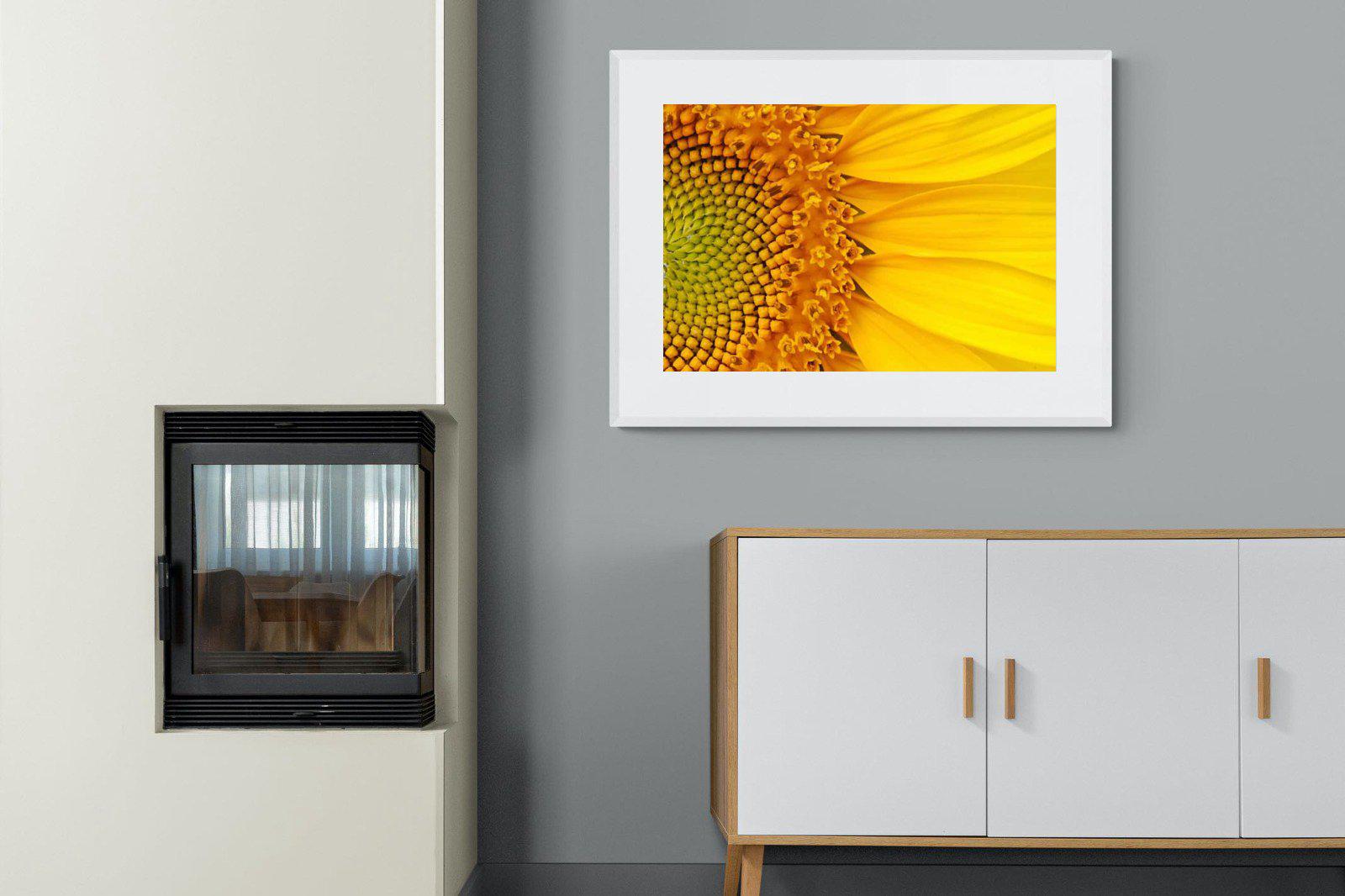 Radiant Sunflower-Wall_Art-100 x 75cm-Framed Print-White-Pixalot