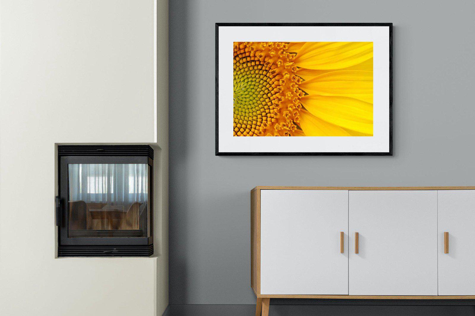 Radiant Sunflower-Wall_Art-100 x 75cm-Framed Print-Black-Pixalot