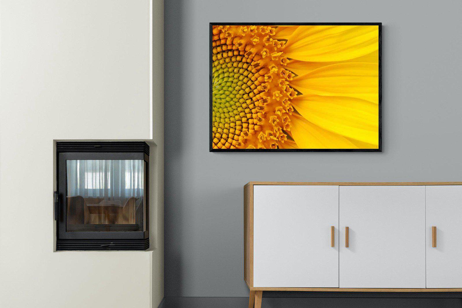 Radiant Sunflower-Wall_Art-100 x 75cm-Mounted Canvas-Black-Pixalot