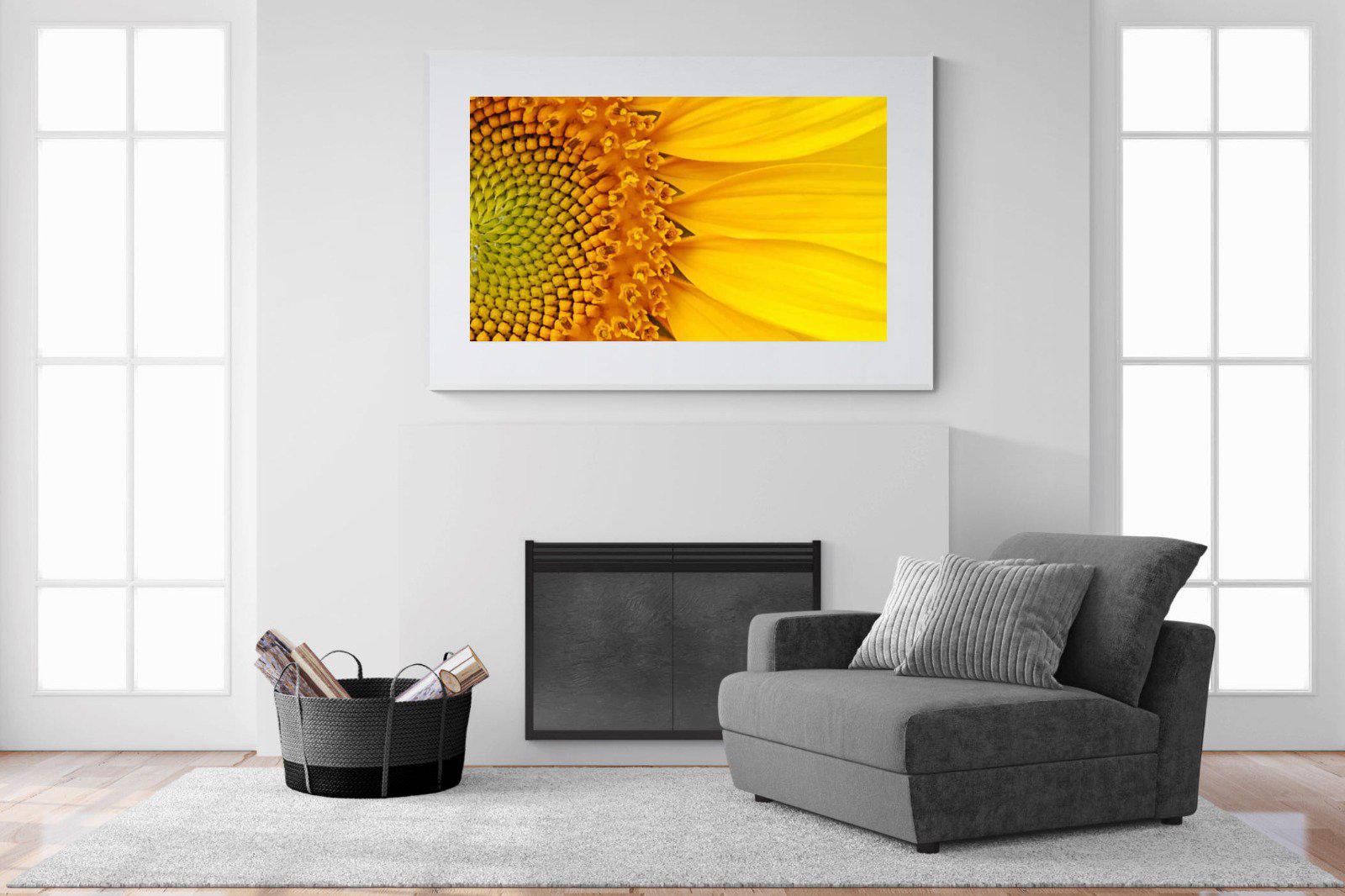 Radiant Sunflower-Wall_Art-150 x 100cm-Framed Print-White-Pixalot