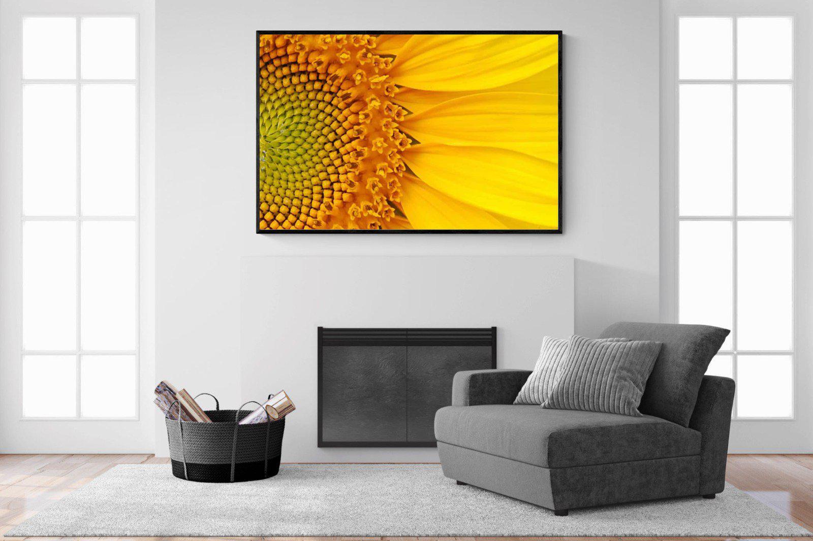 Radiant Sunflower-Wall_Art-150 x 100cm-Mounted Canvas-Black-Pixalot