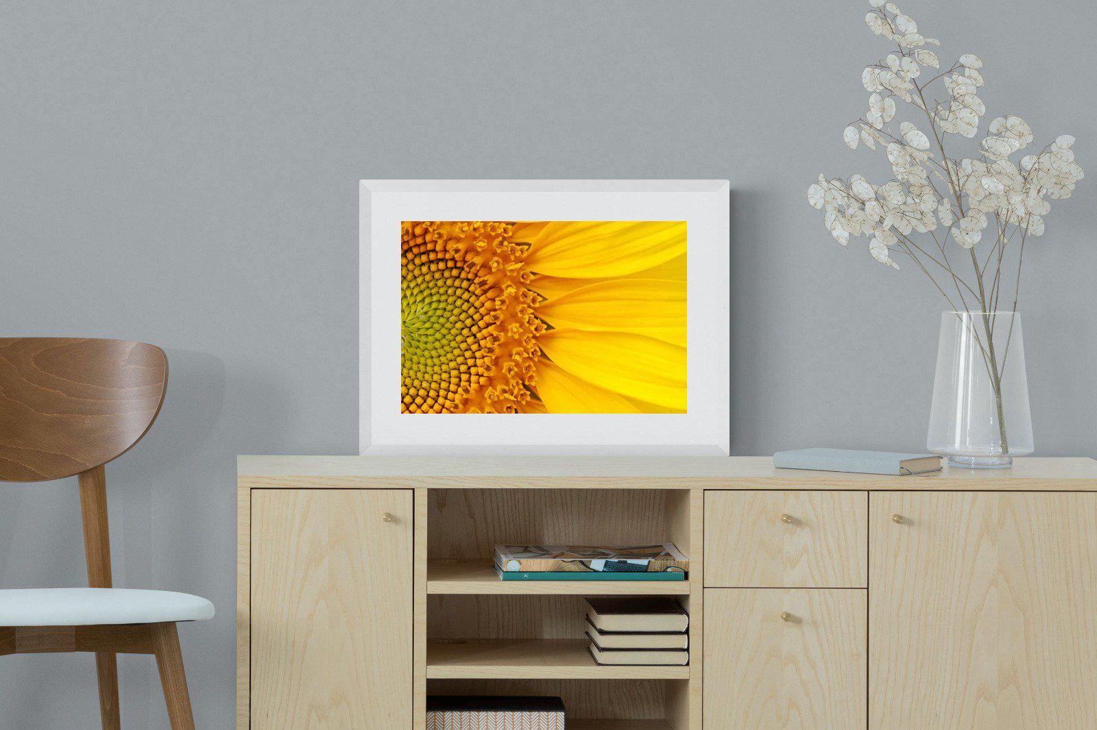 Radiant Sunflower-Wall_Art-60 x 45cm-Framed Print-White-Pixalot