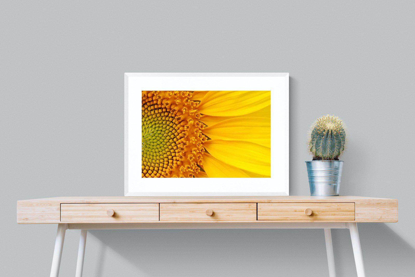 Radiant Sunflower-Wall_Art-80 x 60cm-Framed Print-White-Pixalot