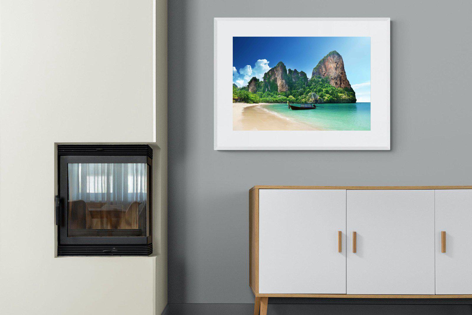 Railay Beach-Wall_Art-100 x 75cm-Framed Print-White-Pixalot