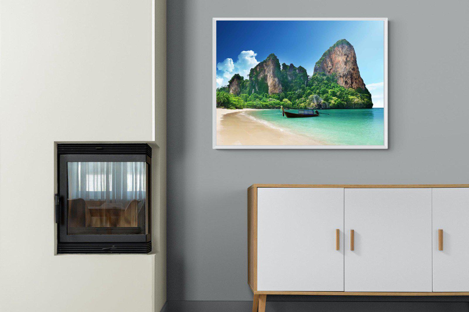 Railay Beach-Wall_Art-100 x 75cm-Mounted Canvas-White-Pixalot
