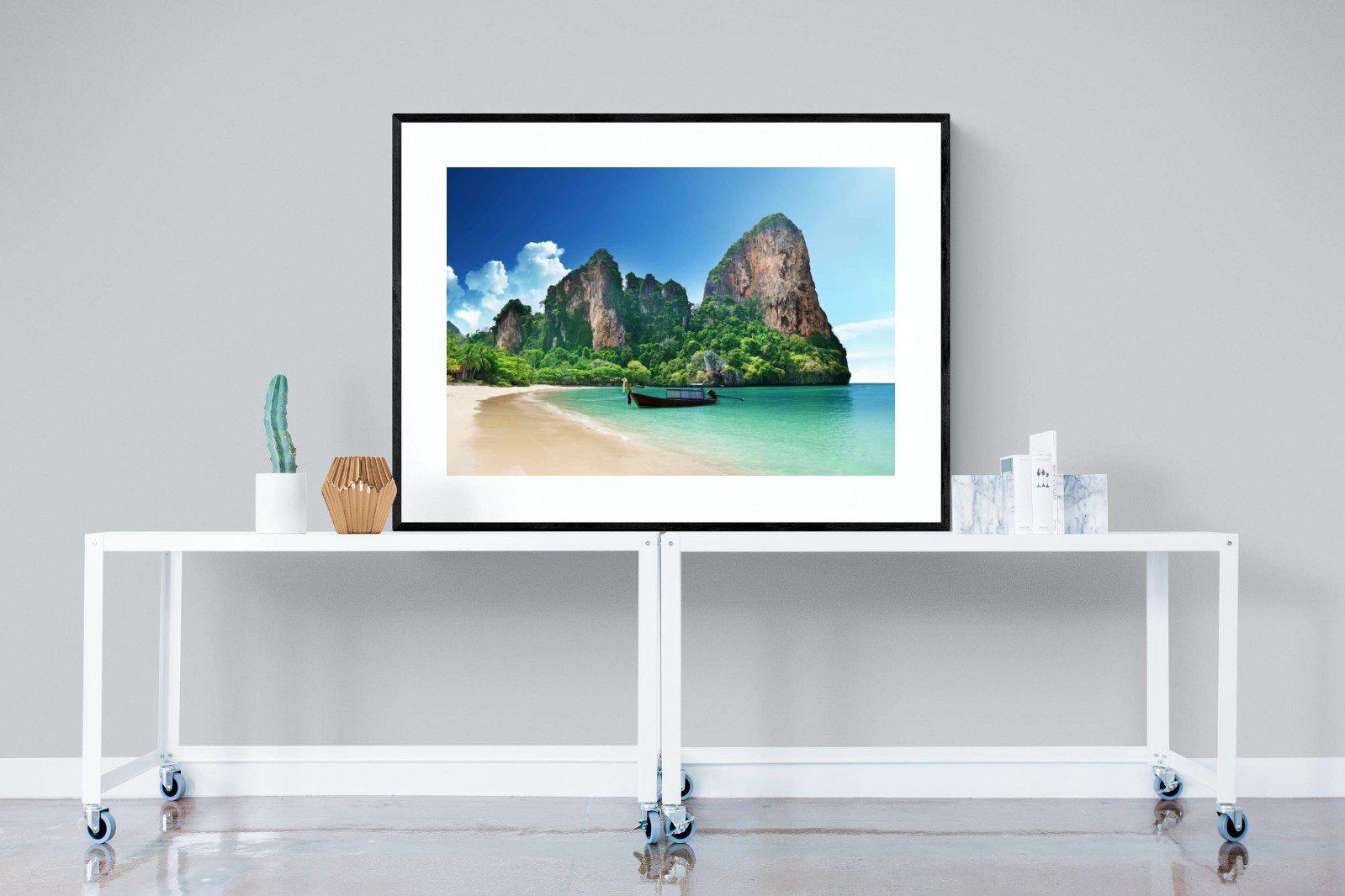 Railay Beach-Wall_Art-120 x 90cm-Framed Print-Black-Pixalot