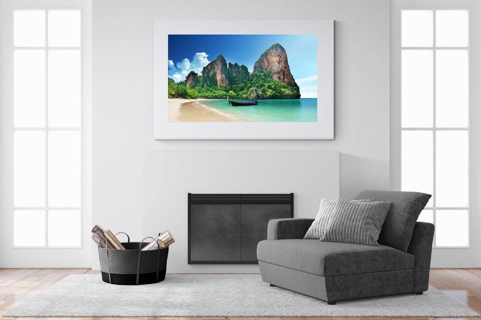 Railay Beach-Wall_Art-150 x 100cm-Framed Print-White-Pixalot