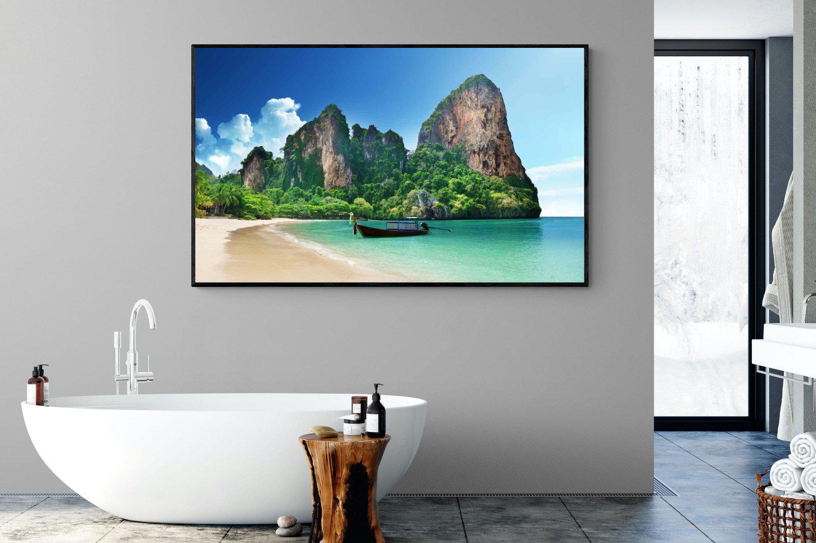 Railay Beach-Wall_Art-180 x 110cm-Mounted Canvas-Black-Pixalot